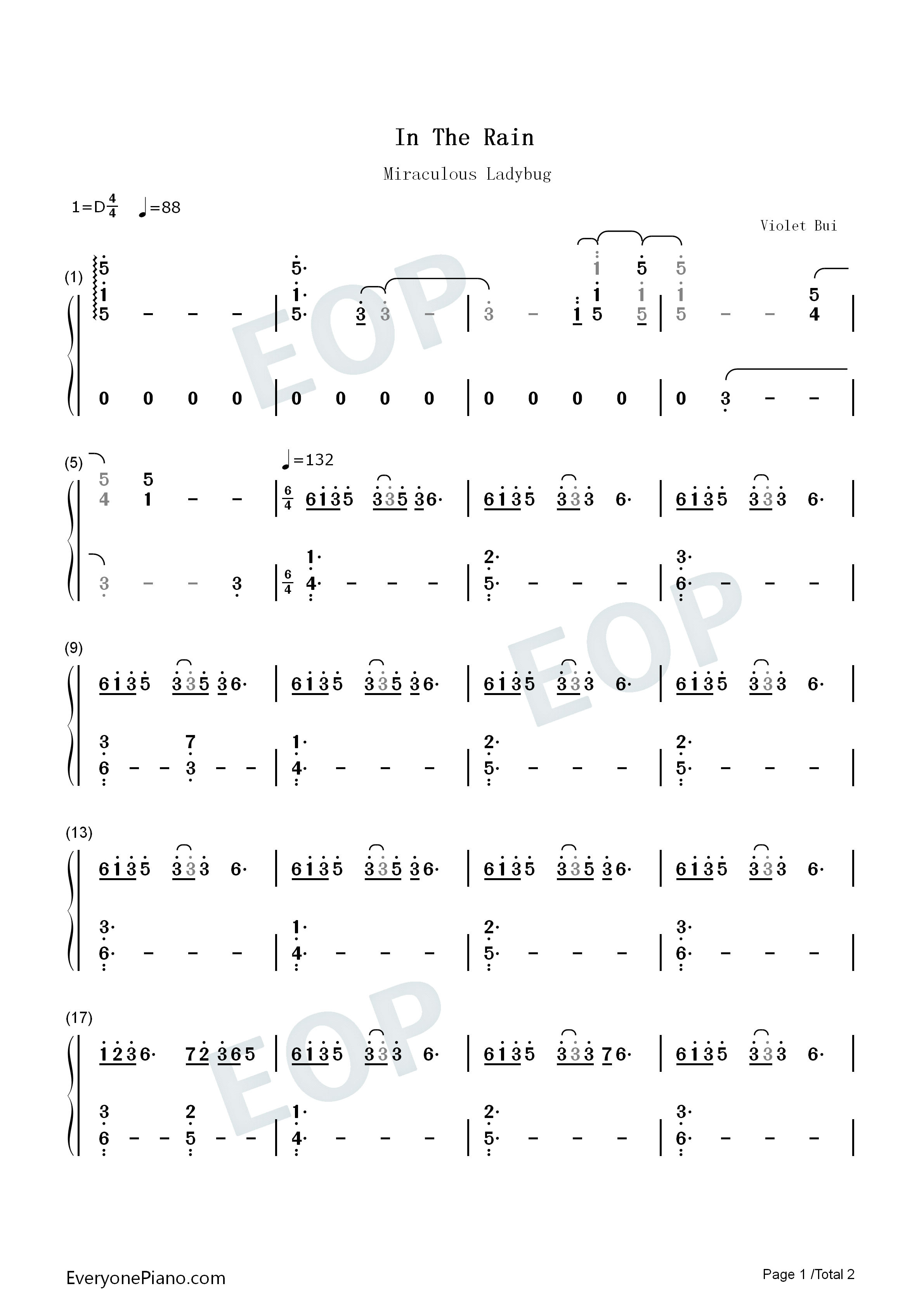 In_The_Rain钢琴简谱_Jeremy_Zag_Noam_Kaniel演唱