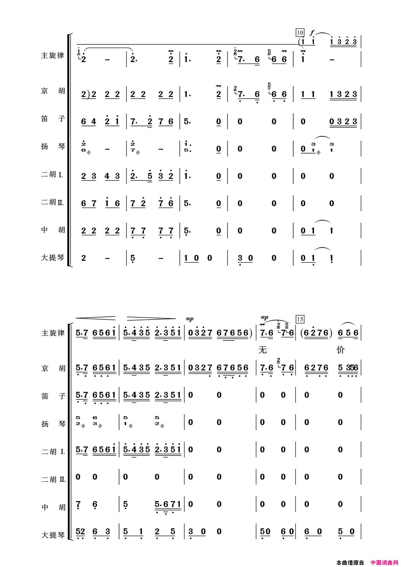 光辉照儿永向前京剧_红灯记_选段、唱腔+伴奏总谱简谱_常青乐团演唱