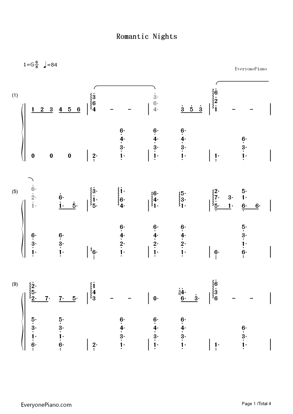 Romantic_Nights钢琴简谱_Pete_Calandra演唱