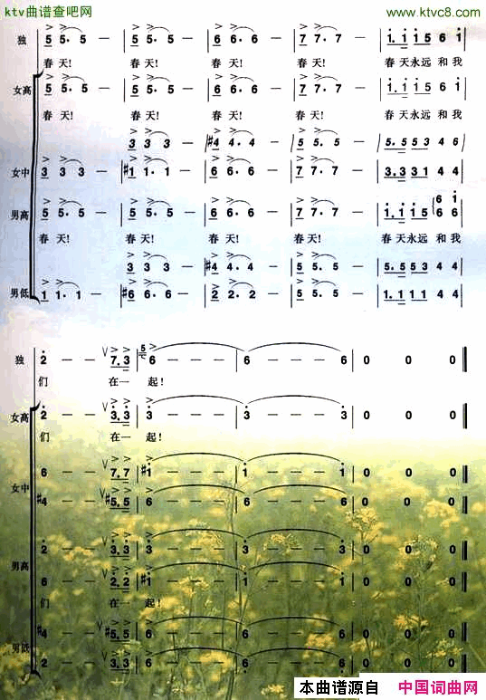 春的祝福简谱_宋祖英演唱_王晓岭/王和声词曲