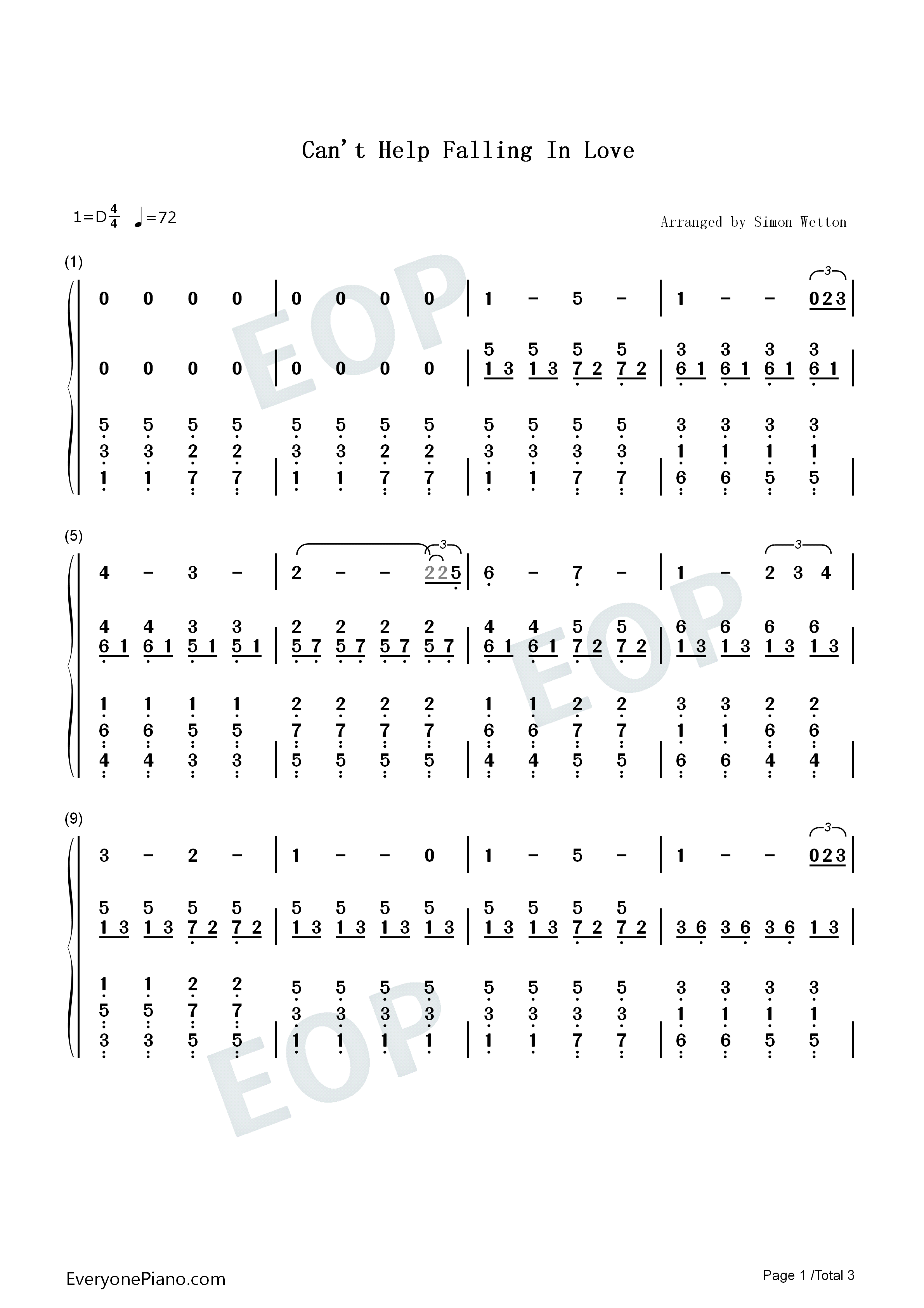 Cant_Help_Falling_in_Love钢琴简谱_Elvis_Presley演唱