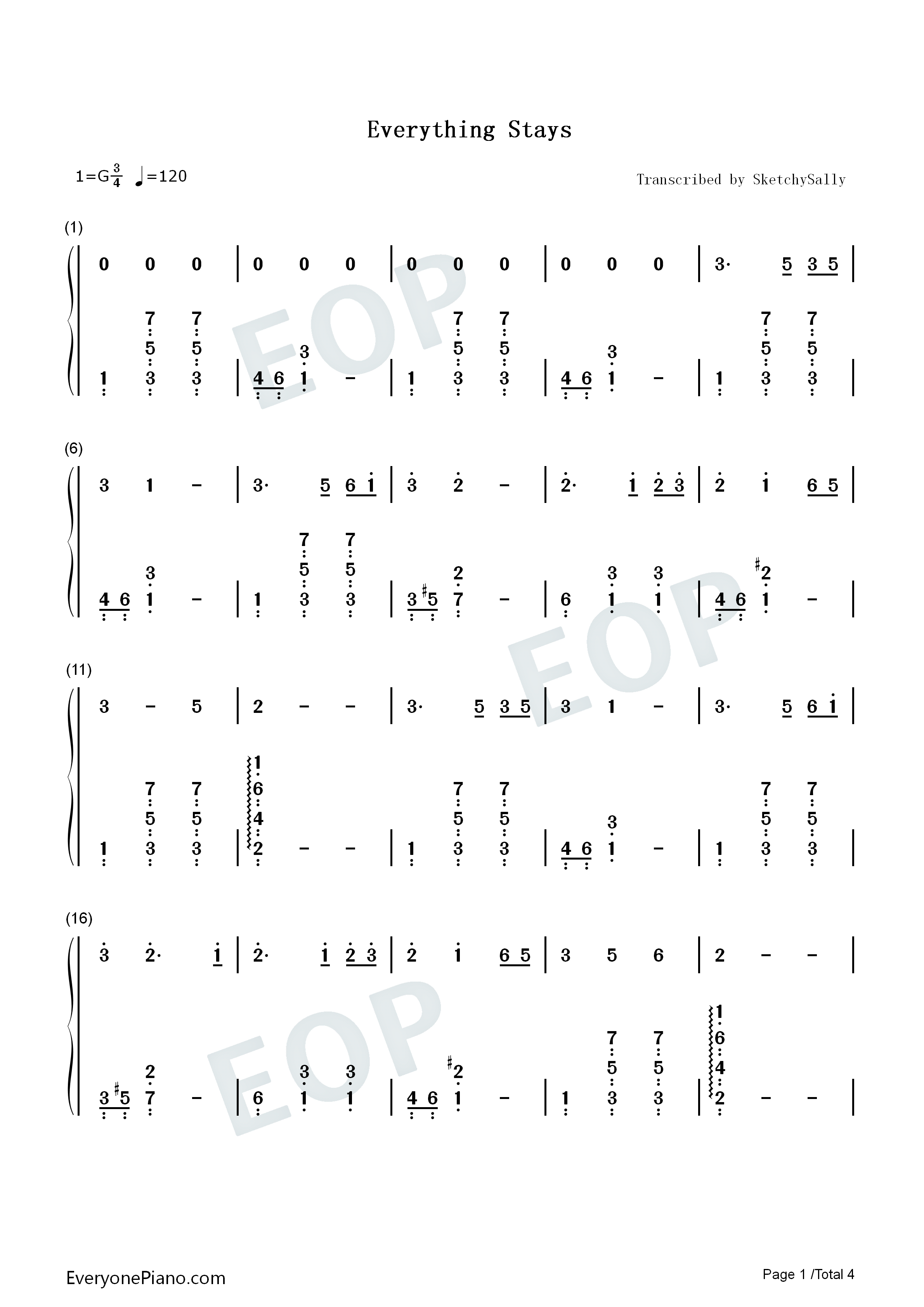 Everything_Stays钢琴简谱_Rebecca_Sugar演唱
