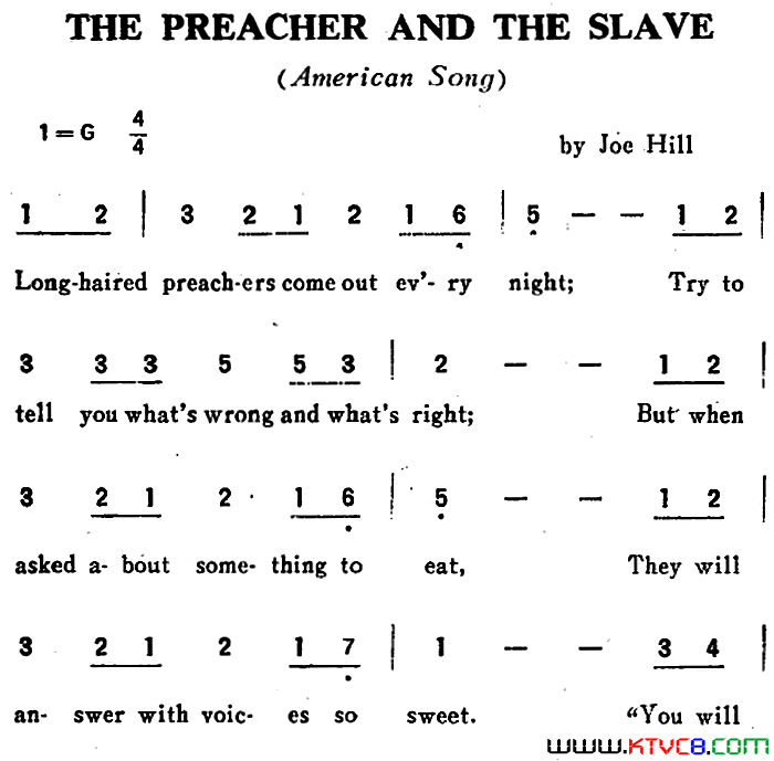 [英]THEPREACHERANDTHESLAVE传道士和奴隶[英]THE_PREACHER_AND_THE_SLAVE传道士和奴隶简谱