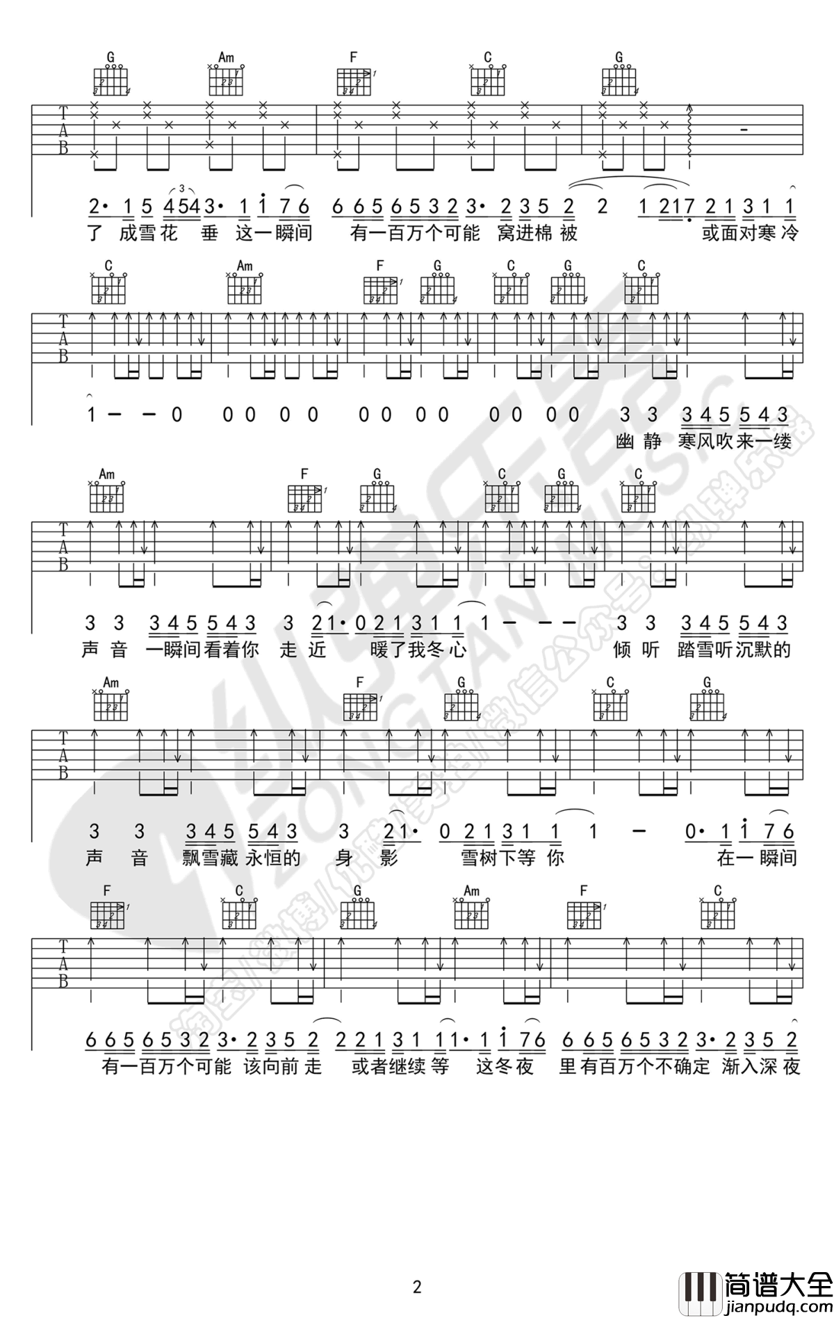 一百万个可能吉他谱_Christine_Welch（克丽丝叮）_抖音歌曲