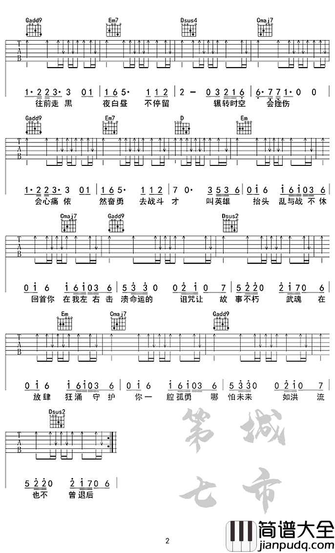 破茧吉他谱_张韶涵_C调弹唱谱_斗罗大陆主题曲