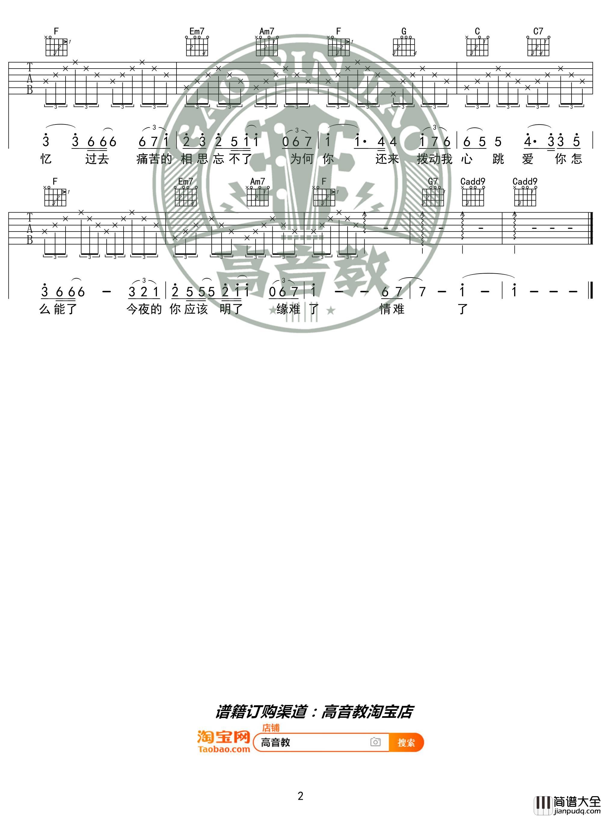 新不了情吉他谱_C调入门版_高音教编配_萧敬腾
