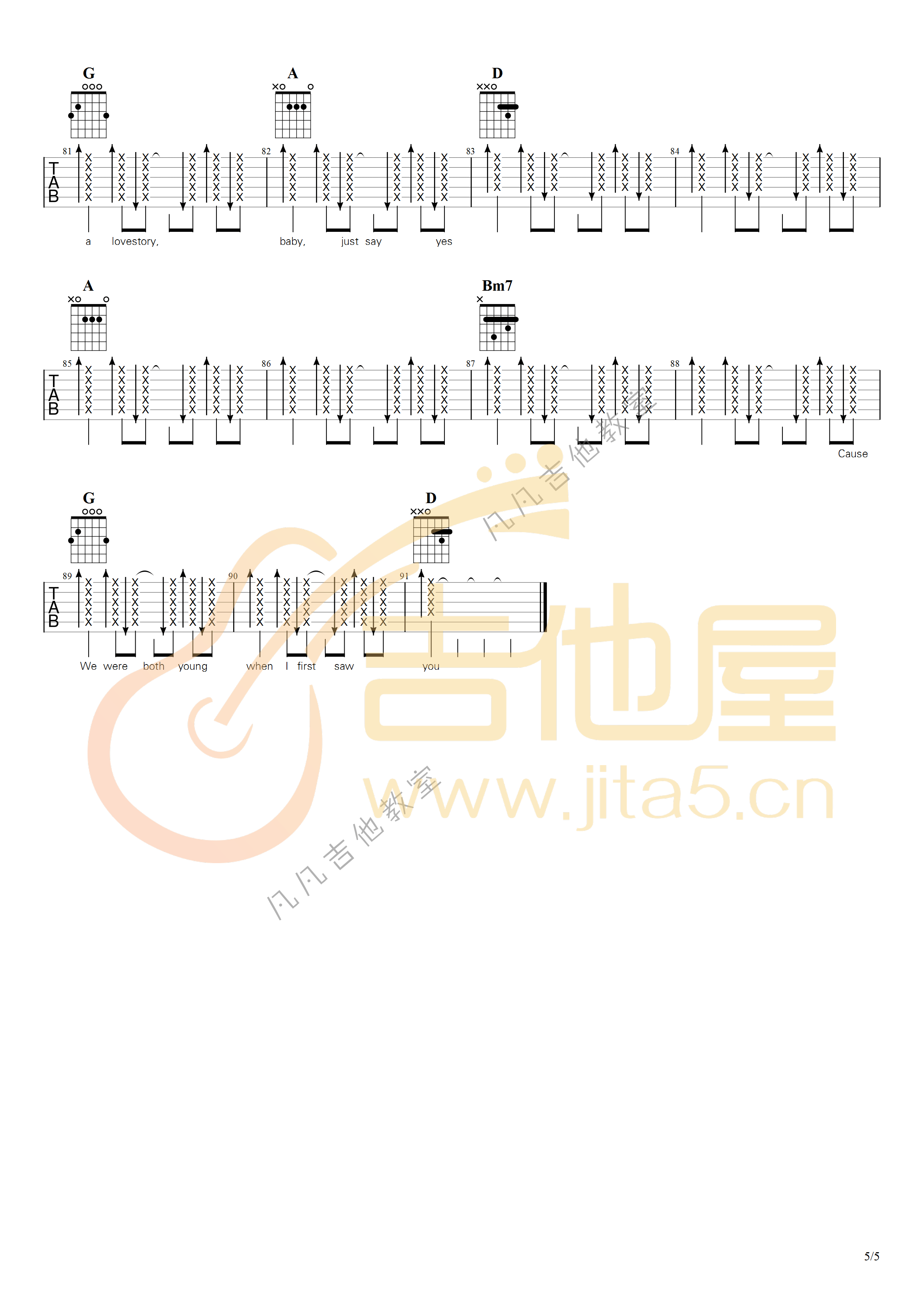 _Love_Story_吉他谱_Taylor_Swift_C调弹唱六线谱