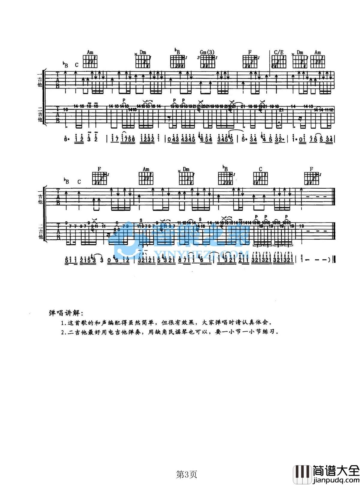 忘了你忘了我吉他谱_F调扫弦版_音乐之家编配_王杰