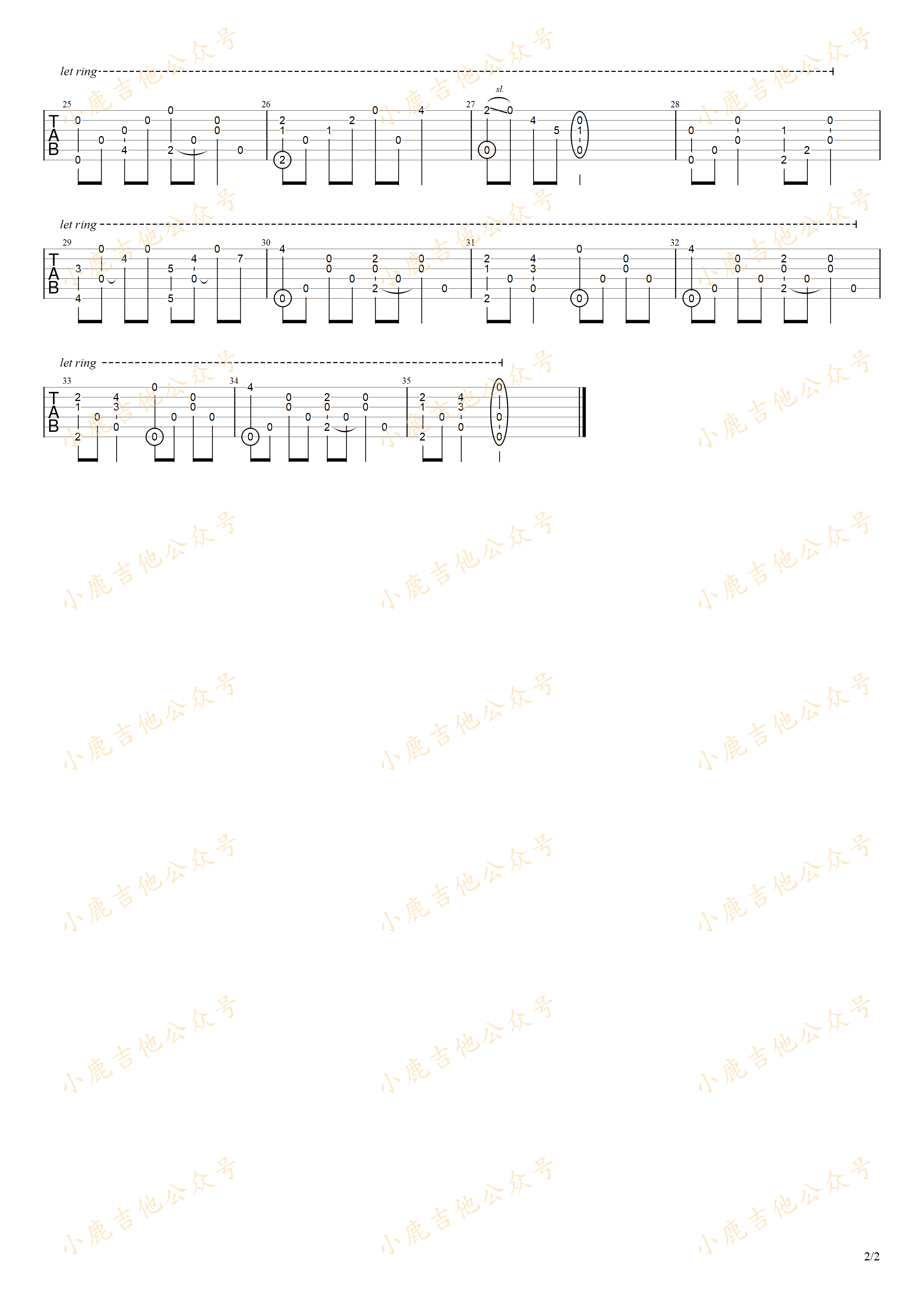 春、来る（春天、来了）_岸部真明_指弹吉他谱（小鹿吉他）