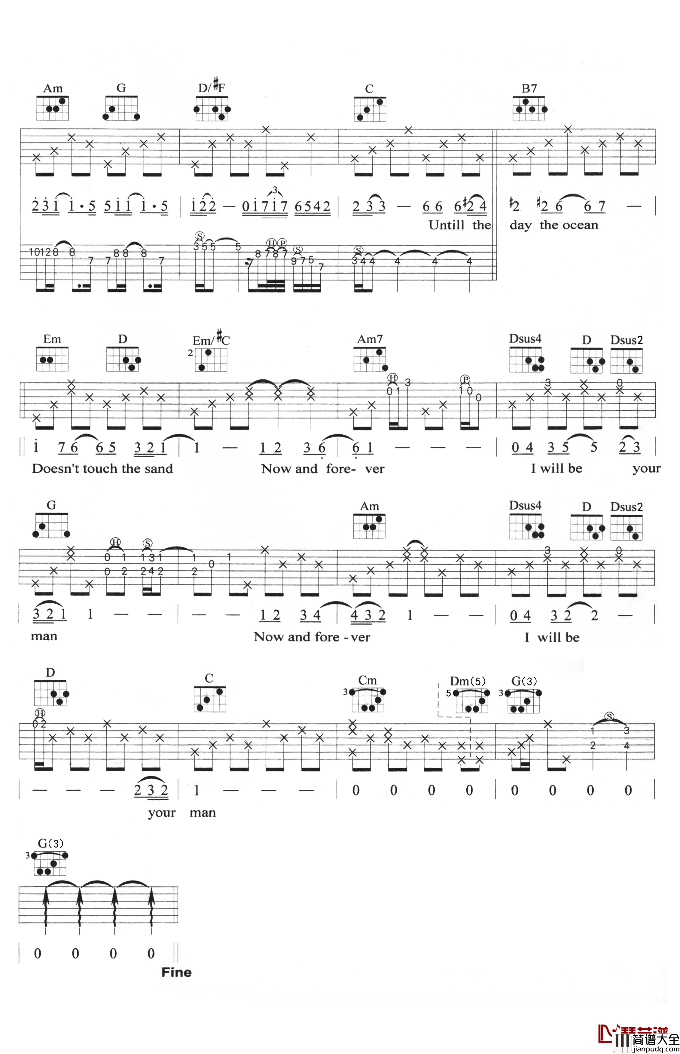 Now_And_Forever吉他谱_G调弹唱谱_Unplugged