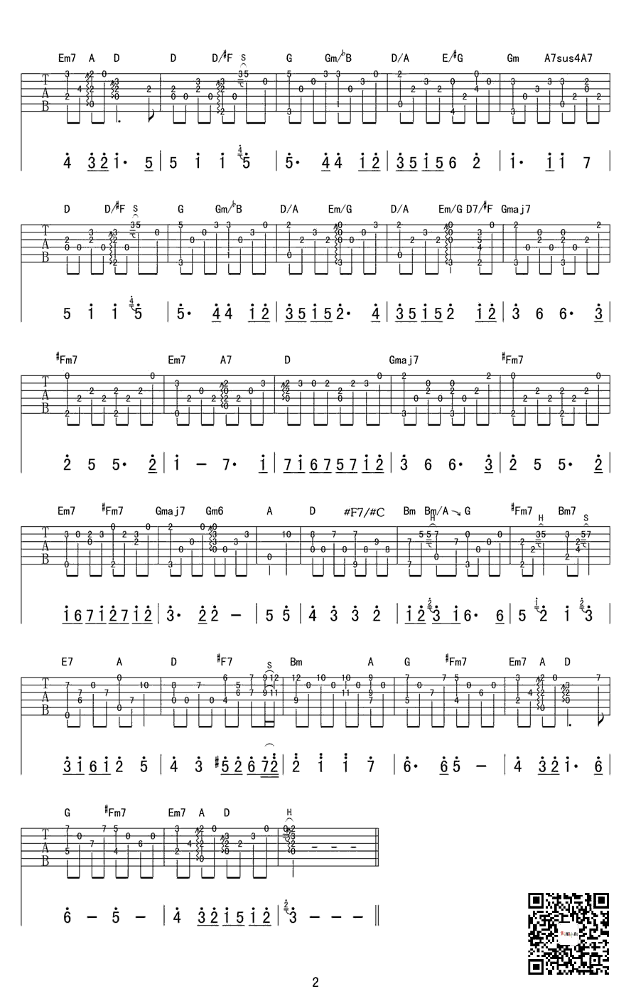 风之诗指弹谱_押尾桑_Wind_song__吉他独奏谱_图片谱