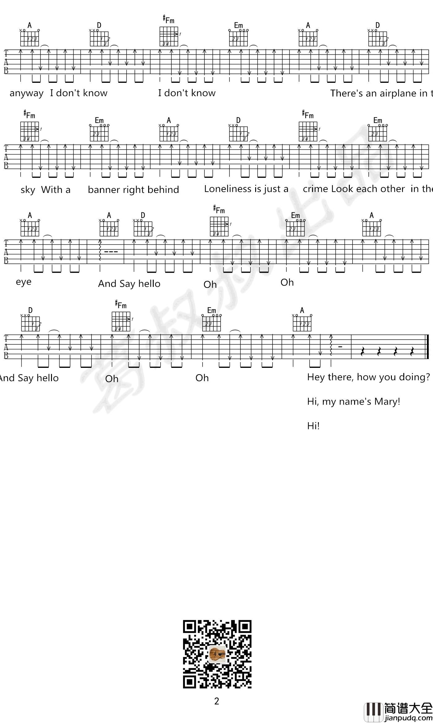 Say_Hello吉他谱_Thomas/Sufjan_Stevens_弹唱谱