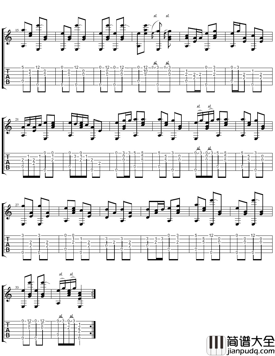 猪八戒背媳妇指弹谱__西游记_插曲