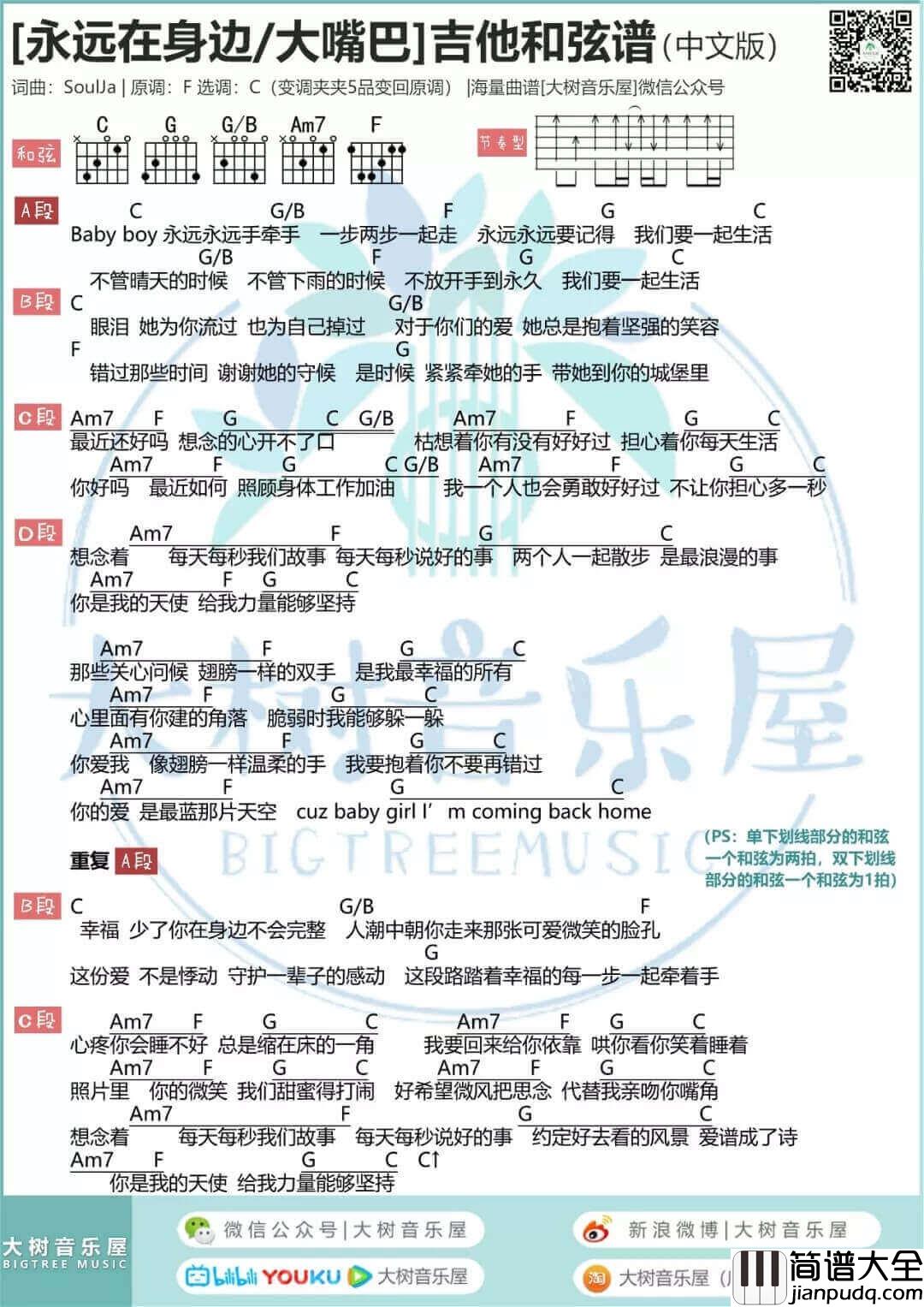 永远在身边吉他谱_C调和弦谱_Baby_boy