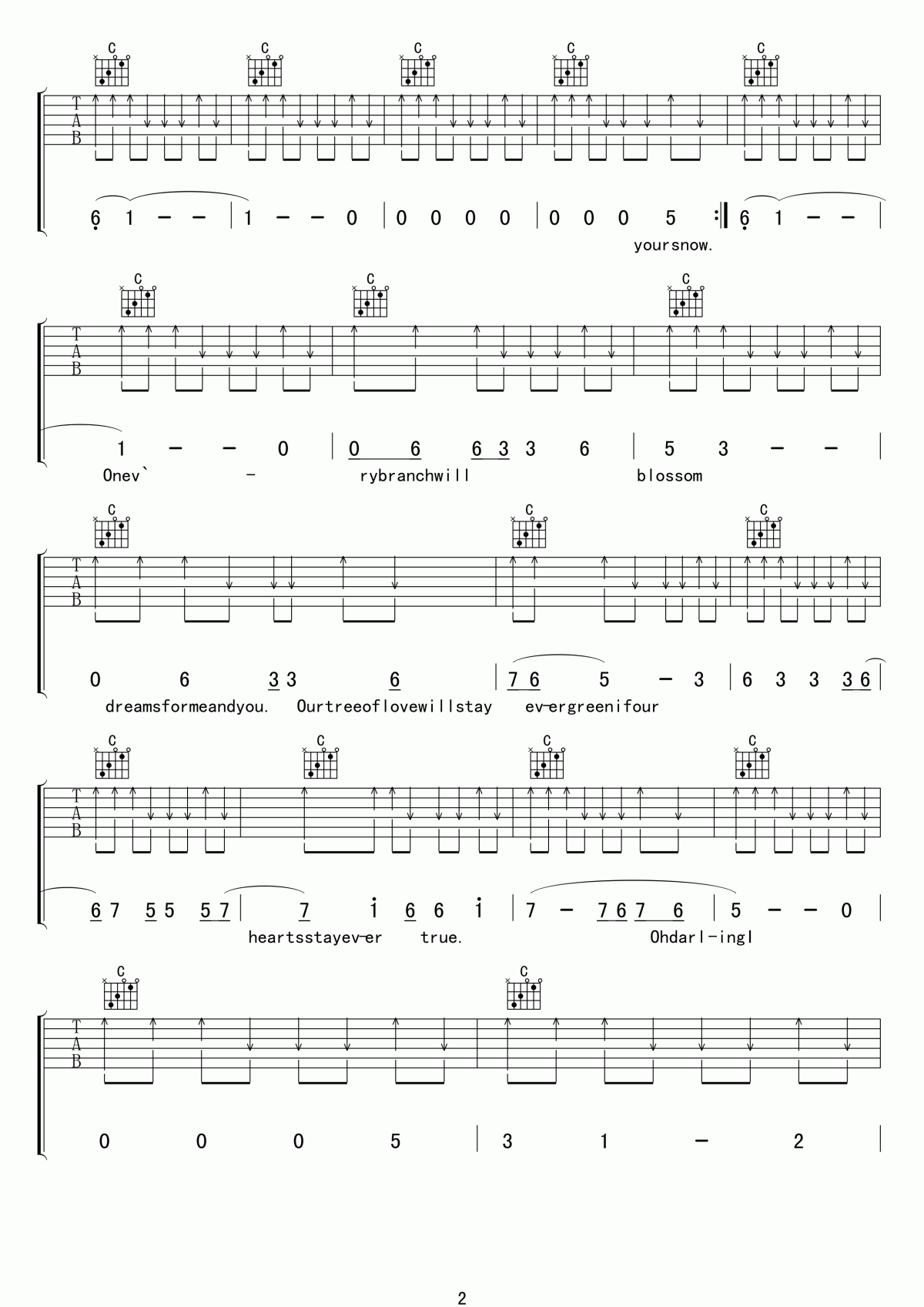 Evergreen_Tree吉他谱_cliff_richard_吉他伴奏谱