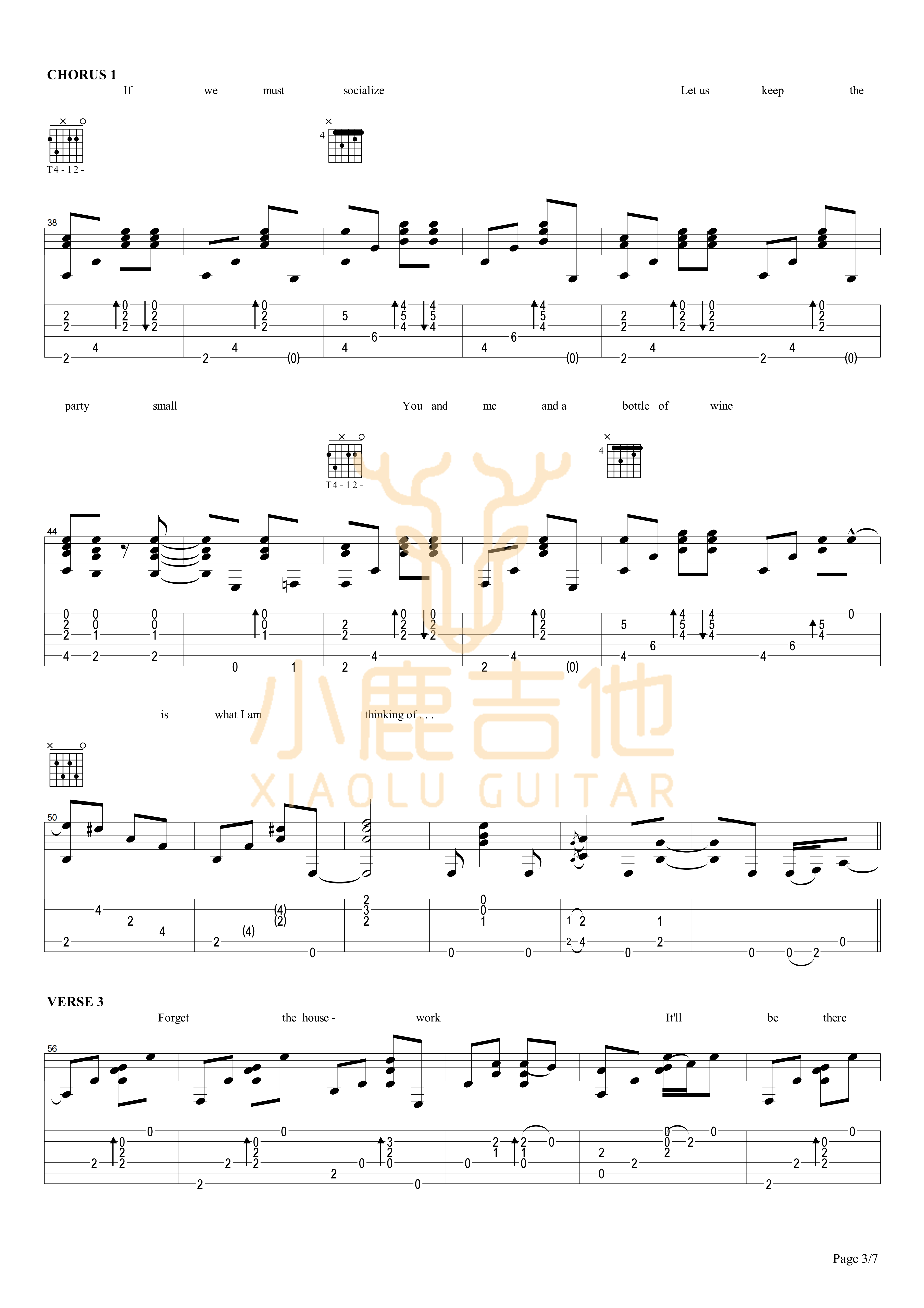 TOGETHER_ALONE_Tommy_Emmanuel指弹吉他谱（小鹿吉他）