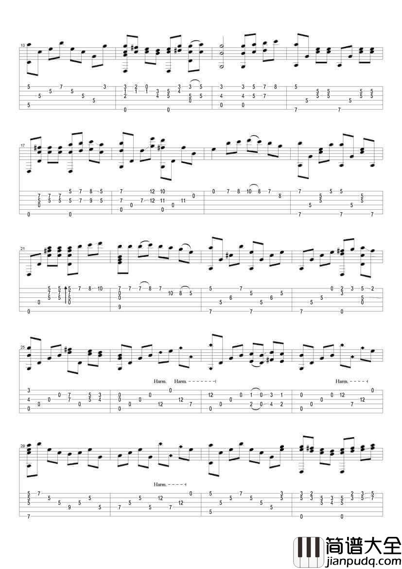 vincent指弹谱_原调六线谱_Chet_Atkins