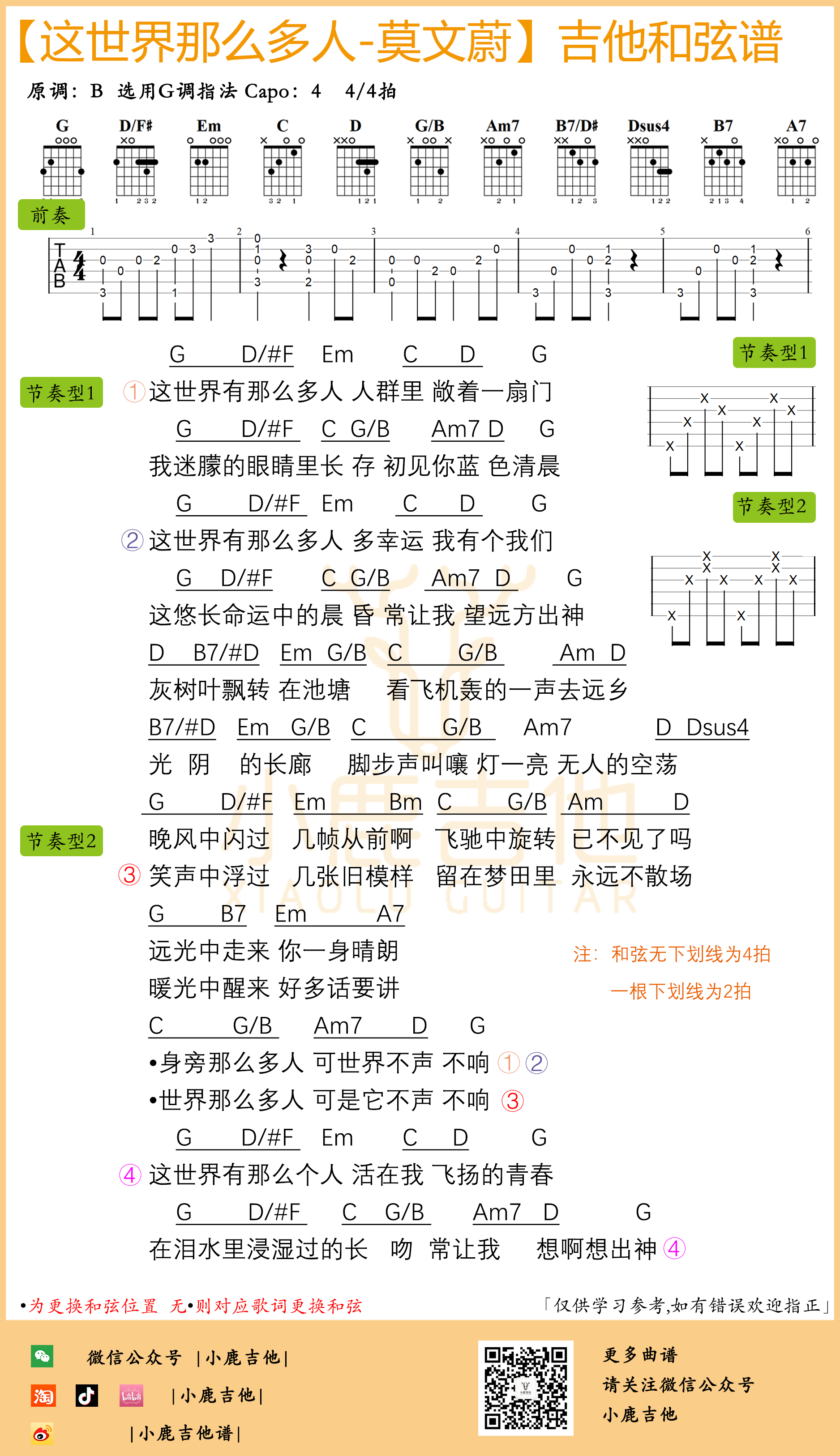 _这世界那么多人_吉他谱_莫文蔚（小鹿吉他）