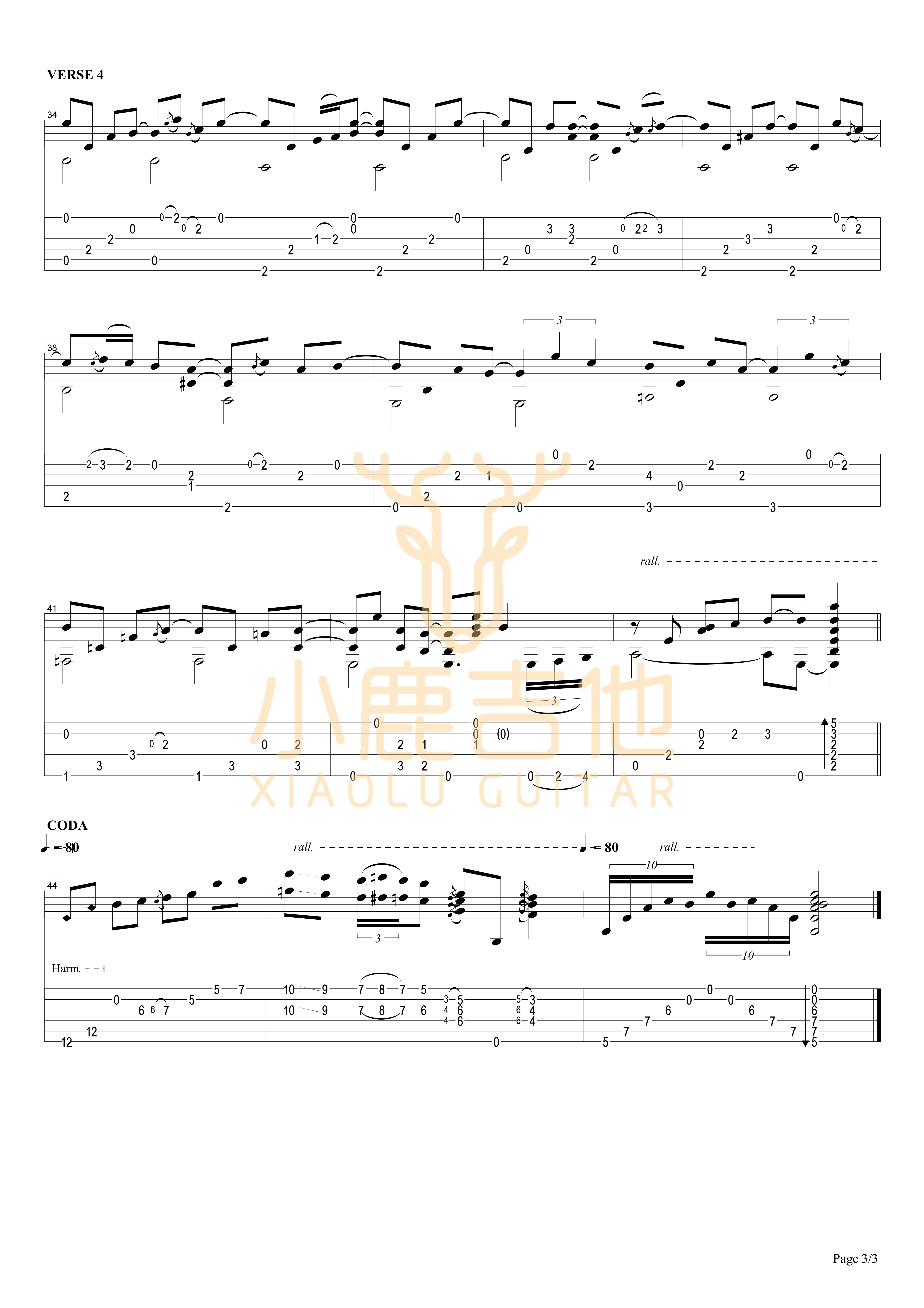 STAY_CLOSE_TO_ME_Tommy_Emmanuel指弹吉他谱（小鹿吉他）
