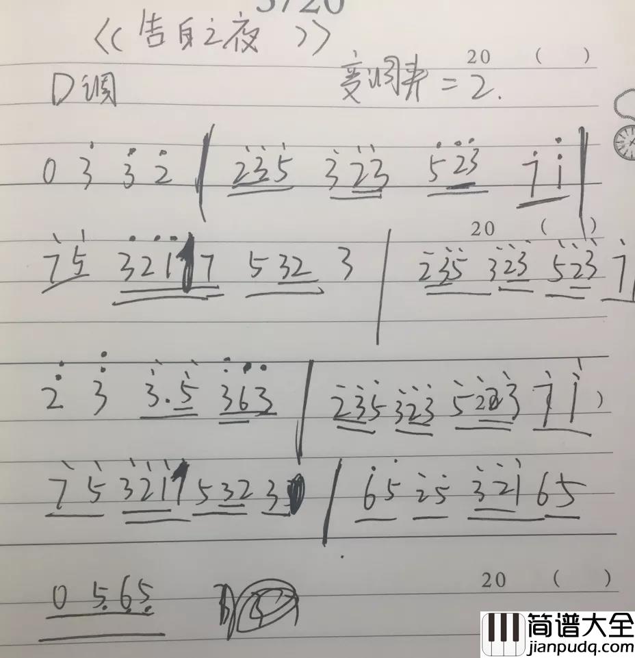 告白之夜指弹吉他谱_简单版_钟的吉他编配_喻言家