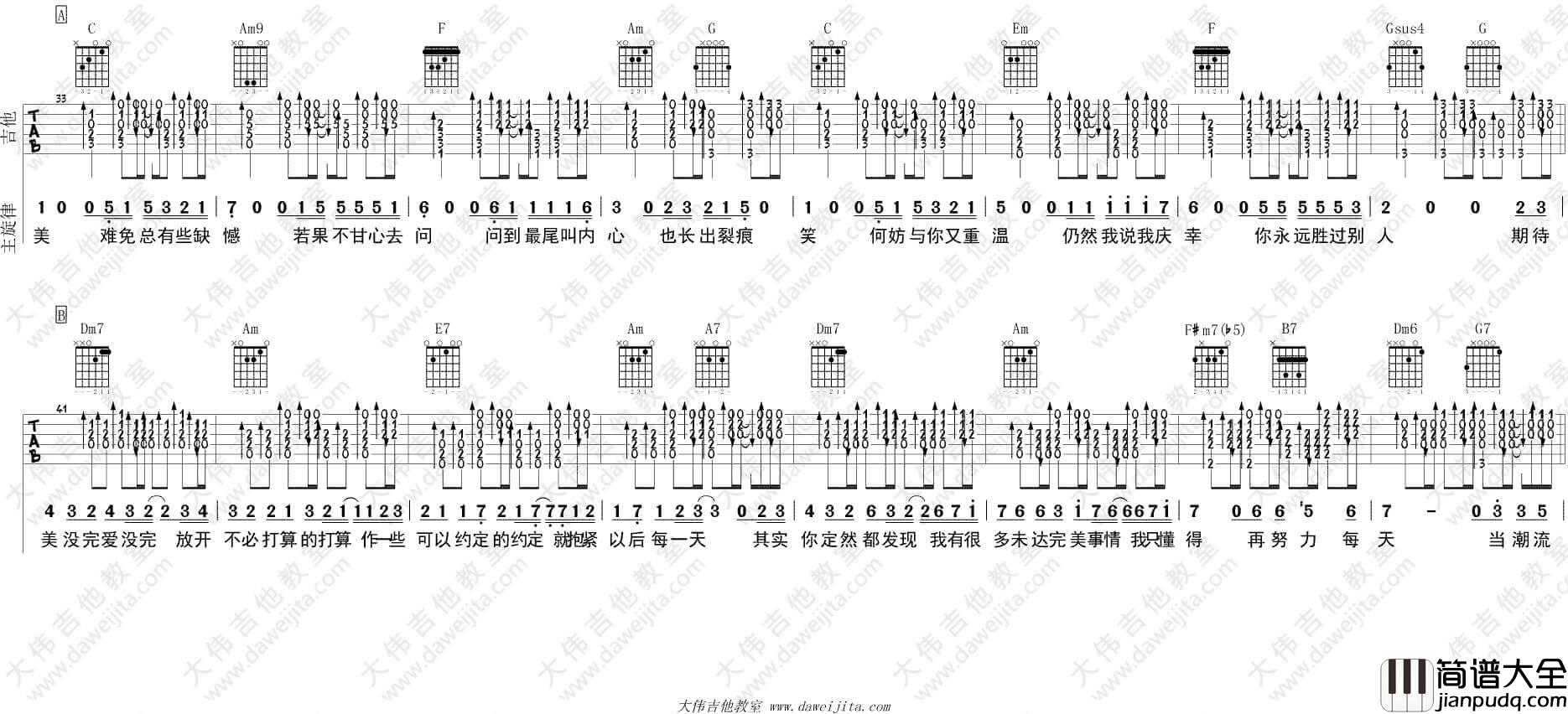 无条件吉他谱_C调_陈奕迅