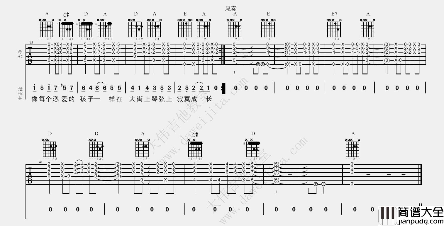 模范情书(吉他谱)_老狼