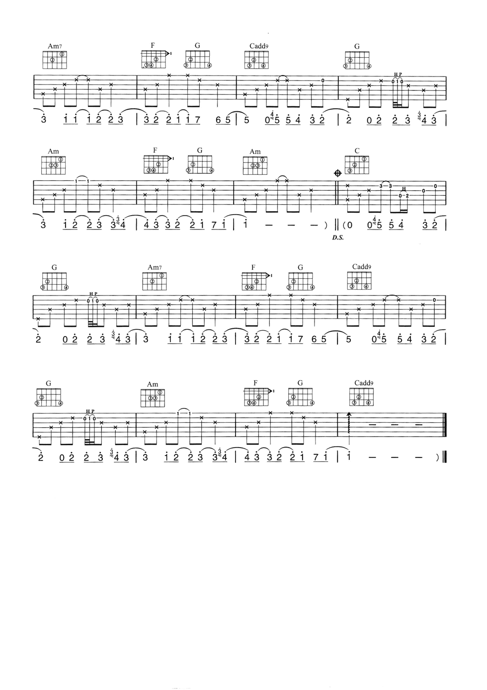 Take_Me_To_Your_Heart吉他谱_G调六线谱_简单版_Michael_Learns_To_Rock