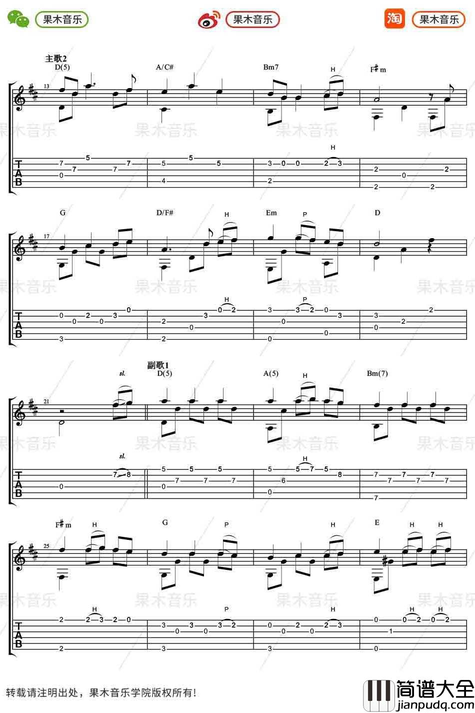 _千与千寻_同名主题曲指弹谱_吉他独奏