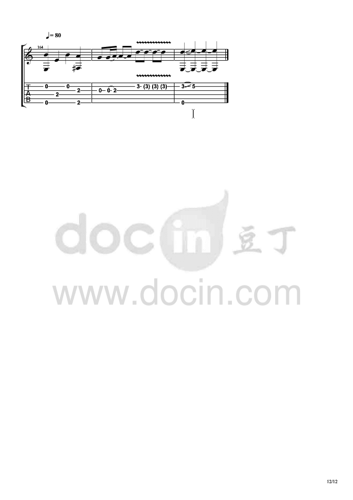 相忘于江湖指弹谱_原调六线谱_杨昊昆