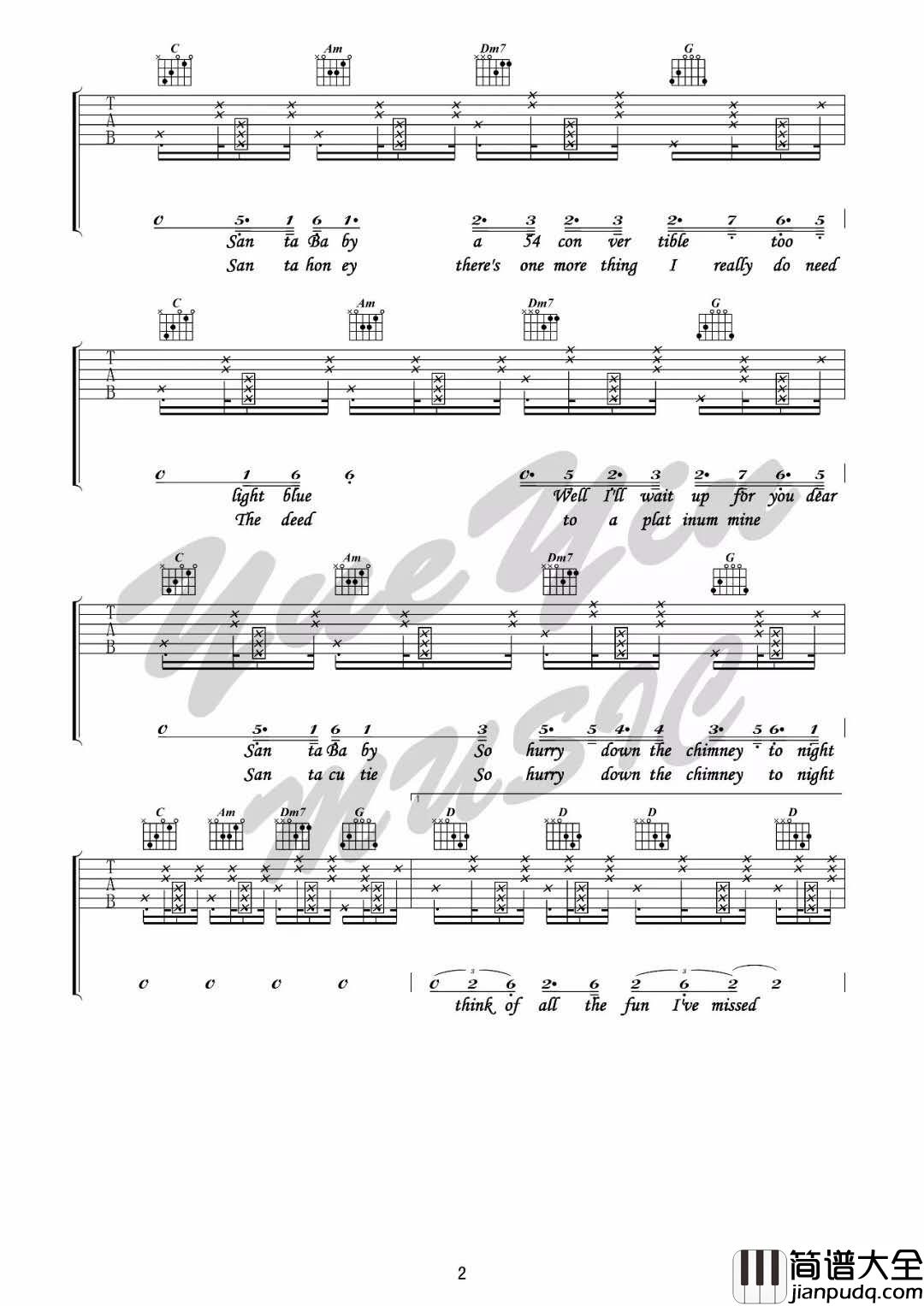 Santa_Baby_D调吉他谱_Taylor_Swift
