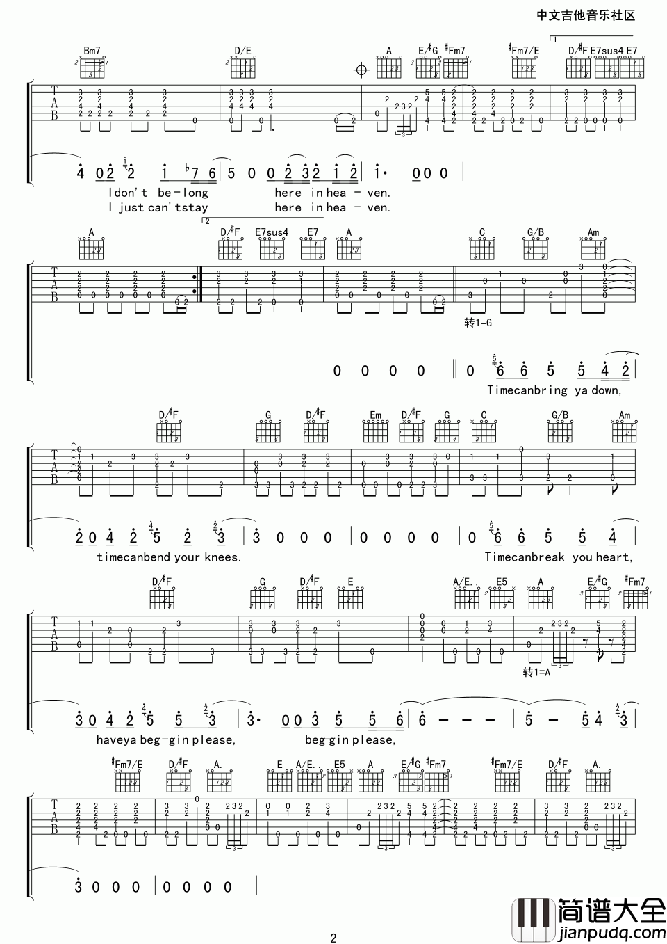 泪洒天堂tears_in_heaven吉他谱