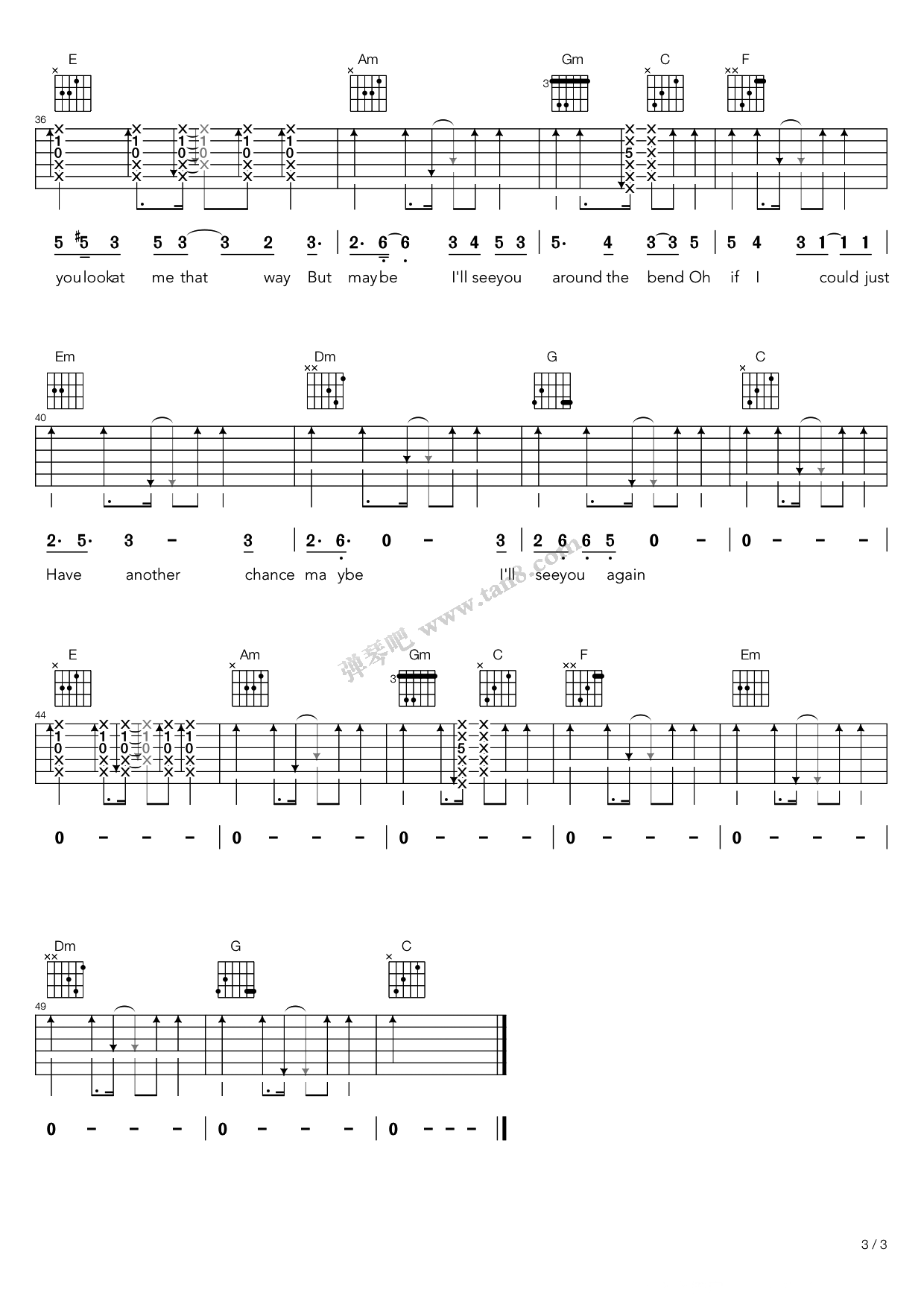 See_you_again吉他谱_窦靖童_日本动画_声之形_主题曲