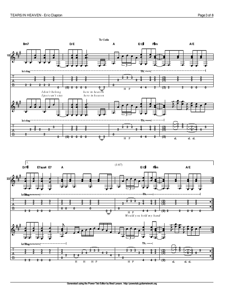 泪洒天堂指弹谱_原调六线谱_精选版_Eric_Clapton