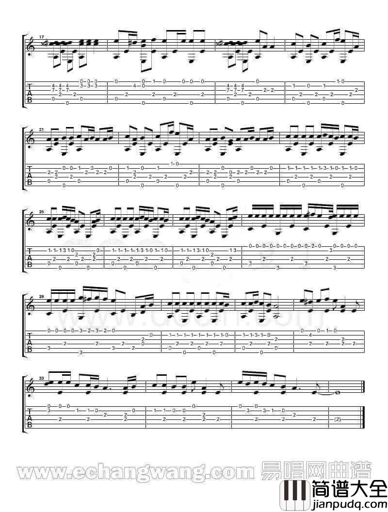 Angry_Birds指弹谱_原调六线谱_愤怒的小鸟主题曲