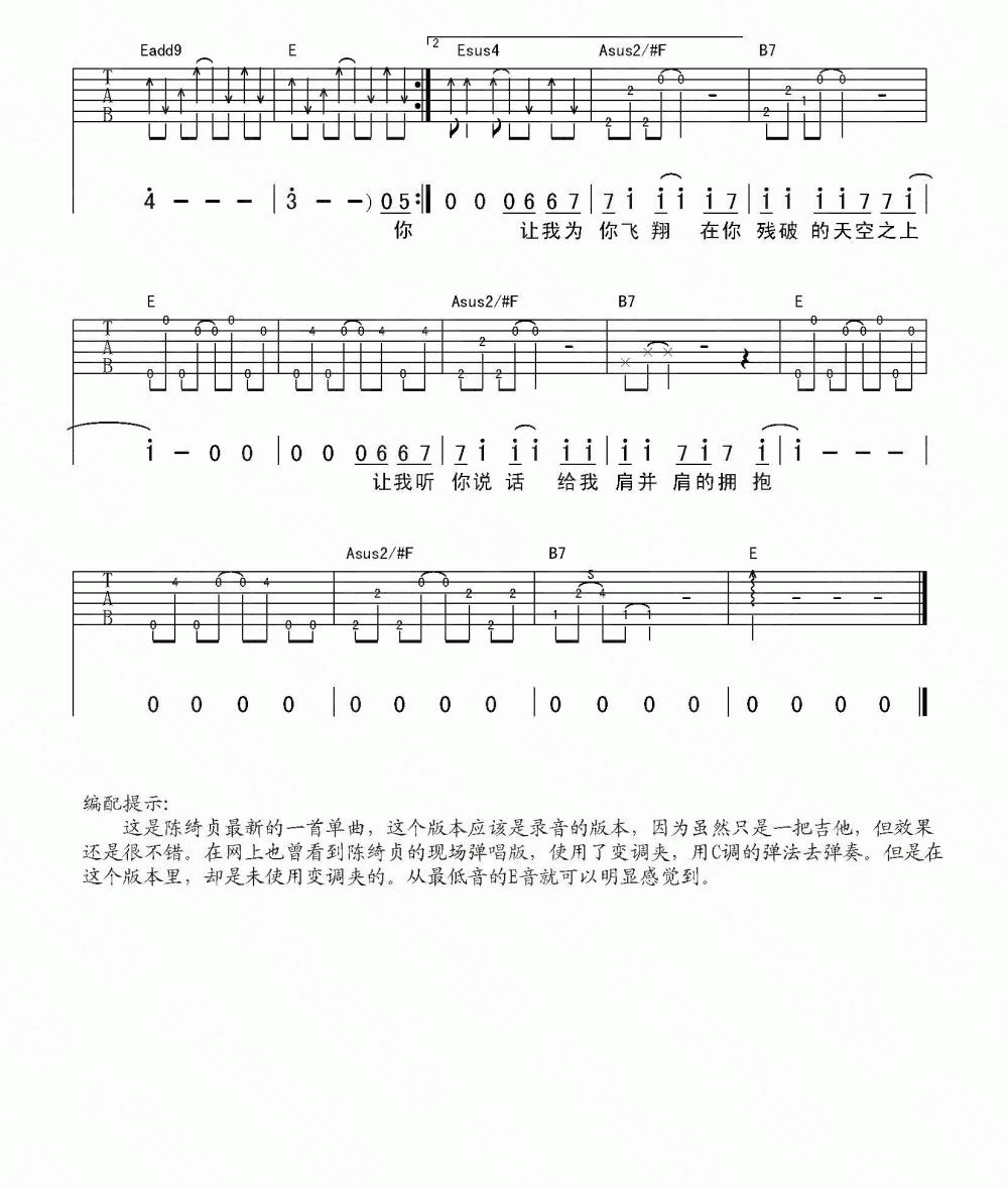 失败者的飞翔吉他谱__陈绮贞