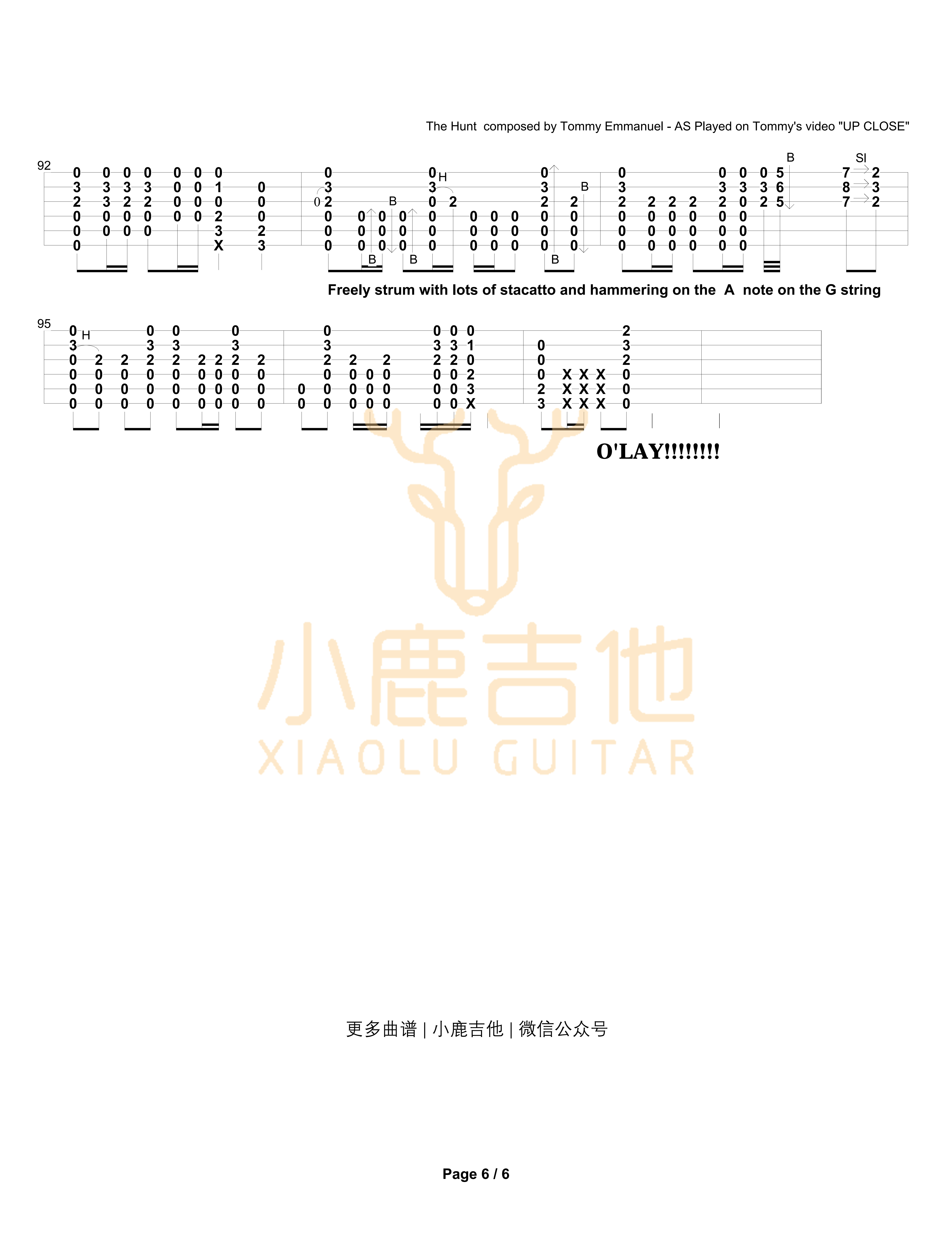 the_hunt_from_up_close_Tommy_Emmanuel指弹吉他谱（小鹿吉他）