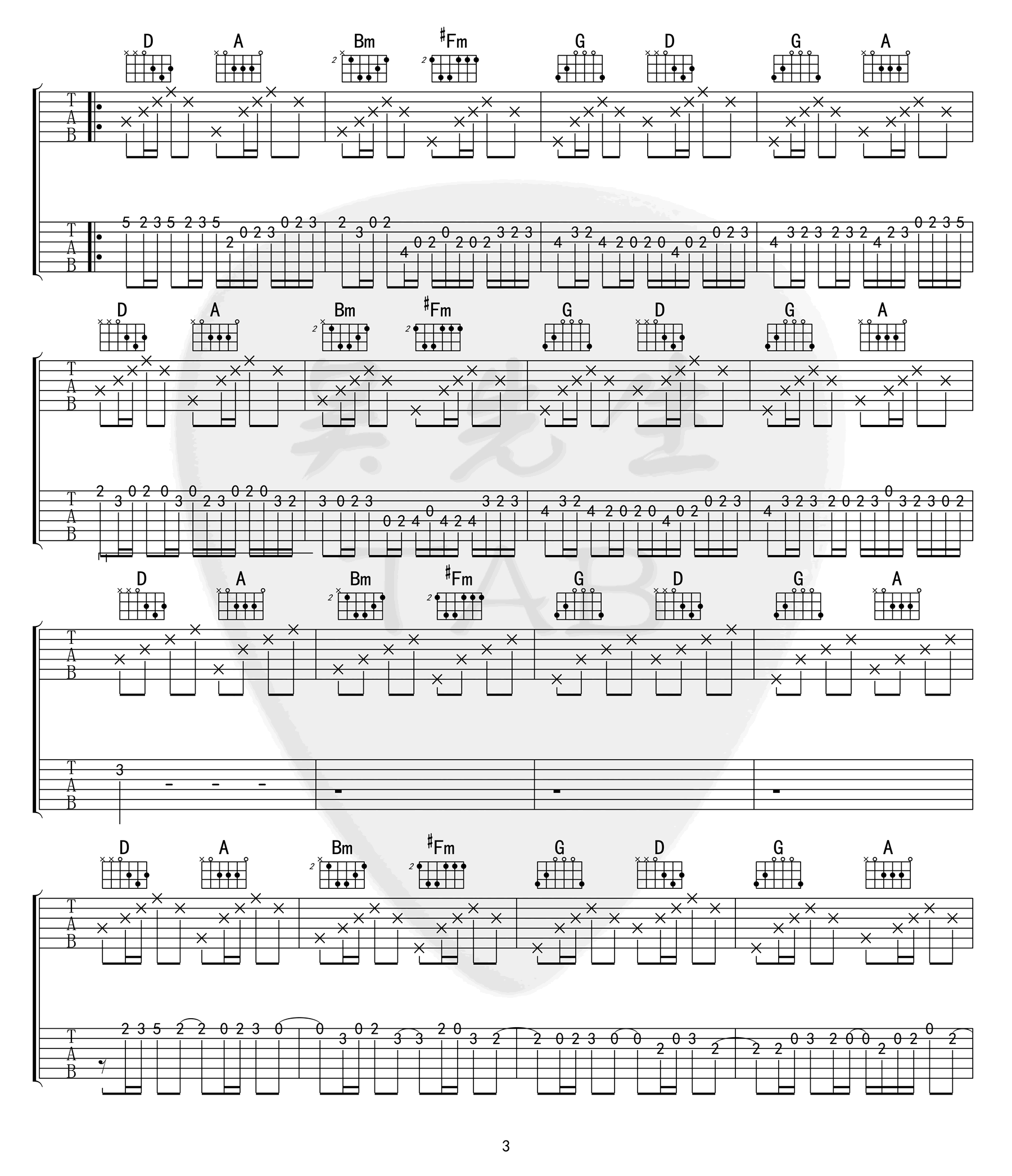 D大调卡农吉他谱_双吉他版本_Canon_and_Gigue_in_D