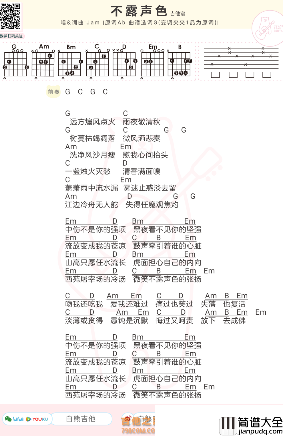 不露声色吉他谱_Jam