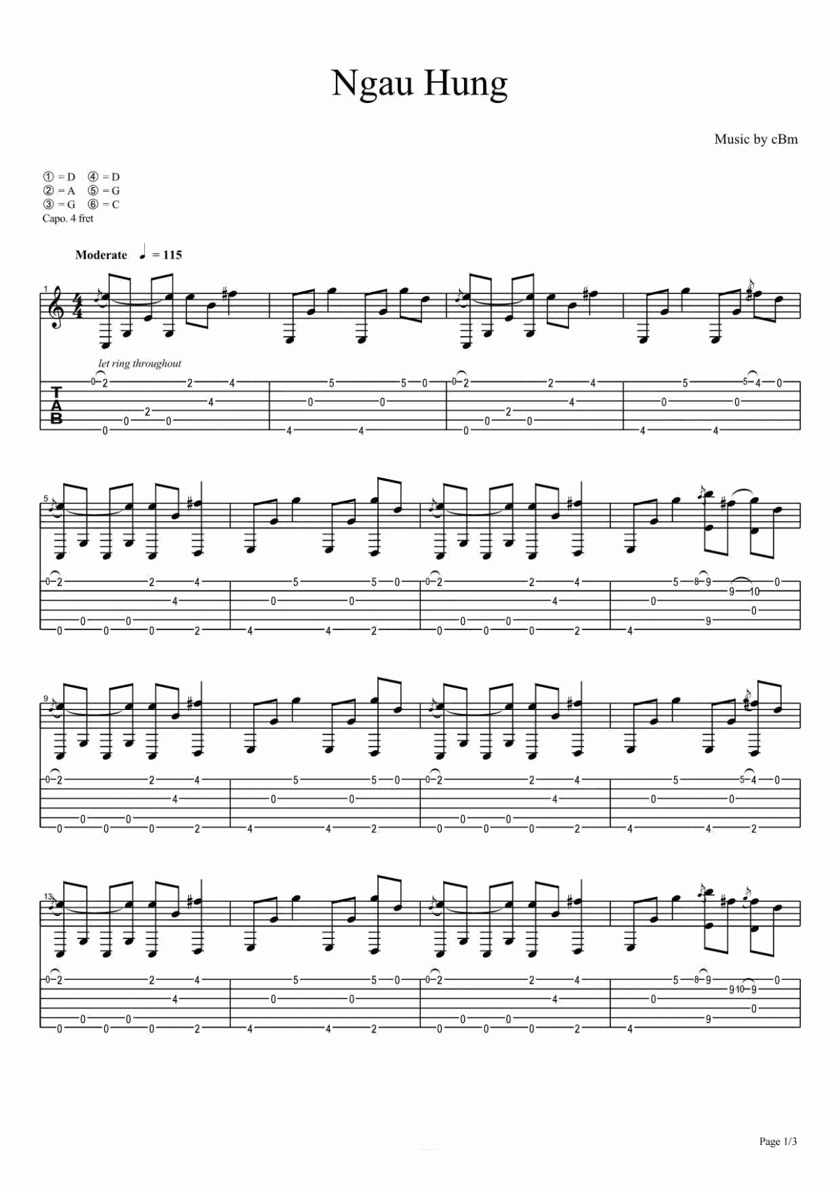 PDD洪荒之力指弹谱_Ngau_Hung吉他独奏谱_电音神曲
