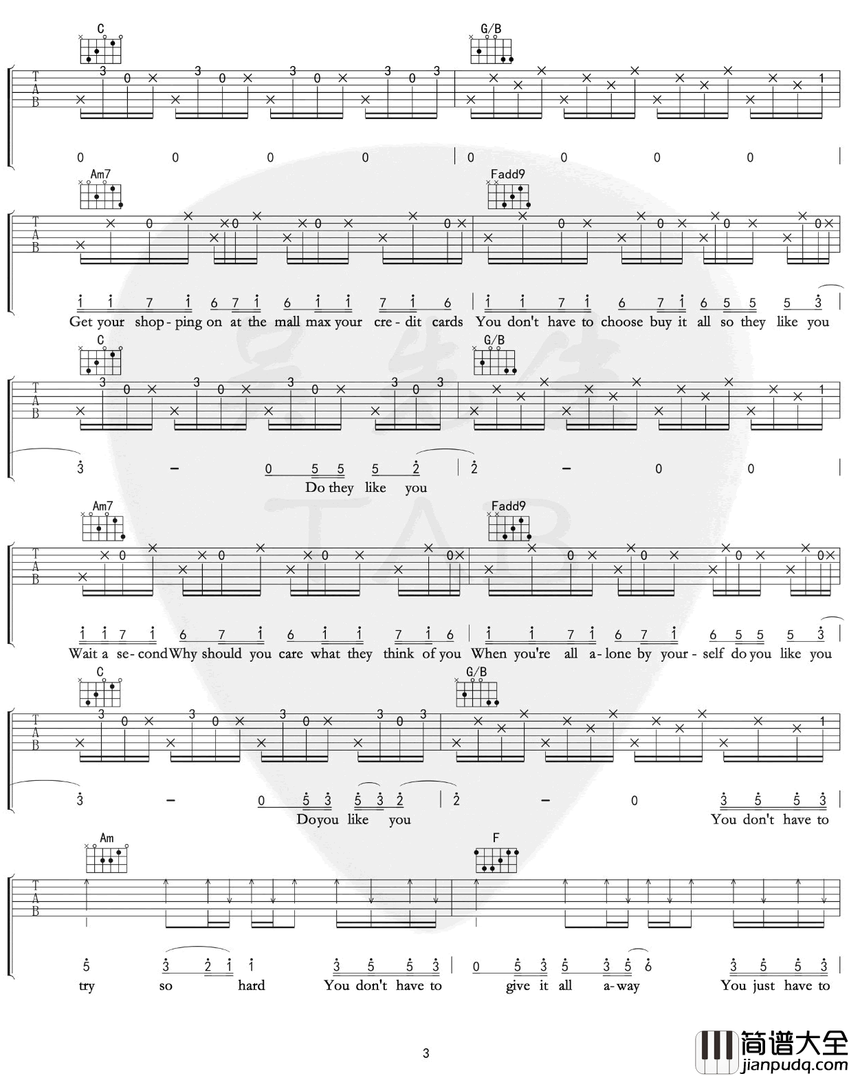 Try吉他谱_Colbie_Caillat_C调弹唱六线谱【附示范音频】
