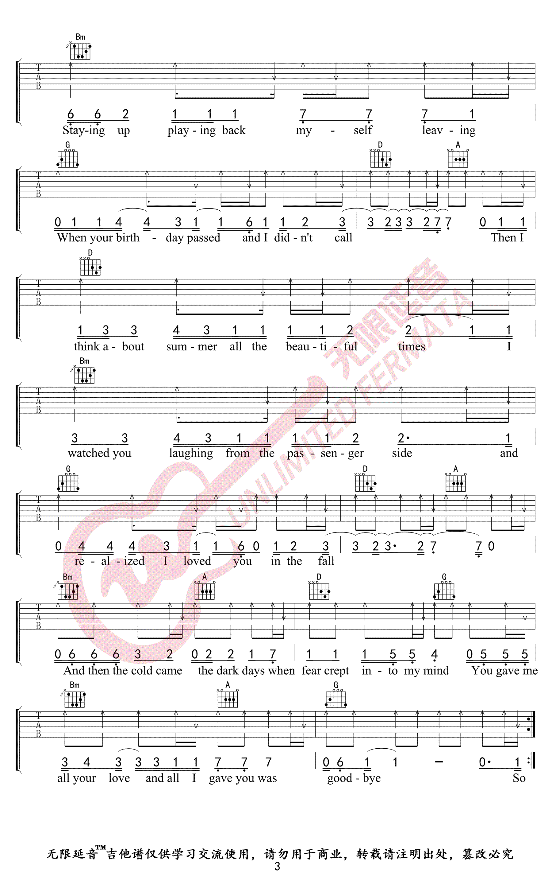 Back_To_December吉他谱_Taylor_Swift_弹唱六线谱