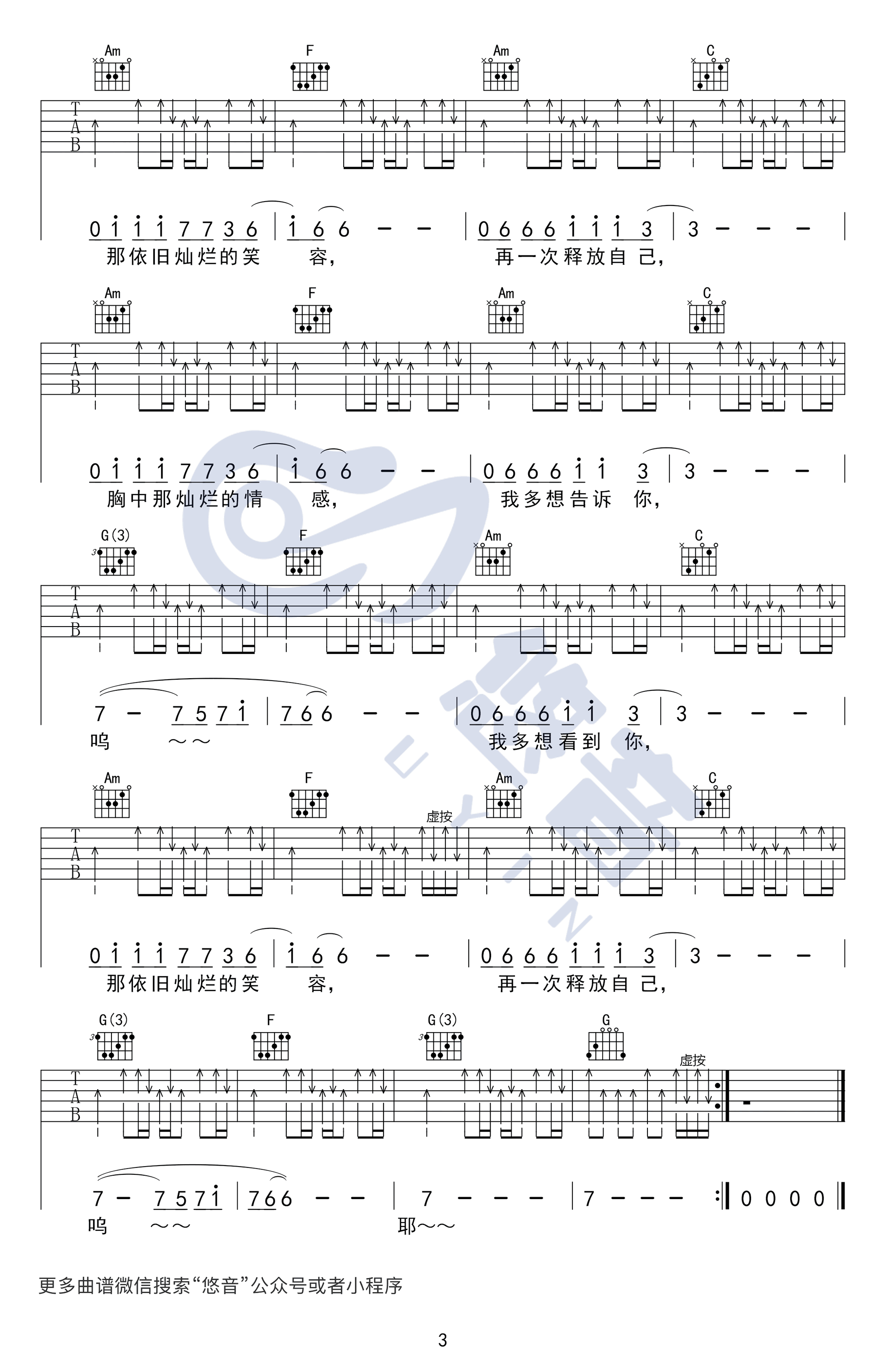 完美生活吉他谱_许巍_C调_吉他弹唱视频_演示教学