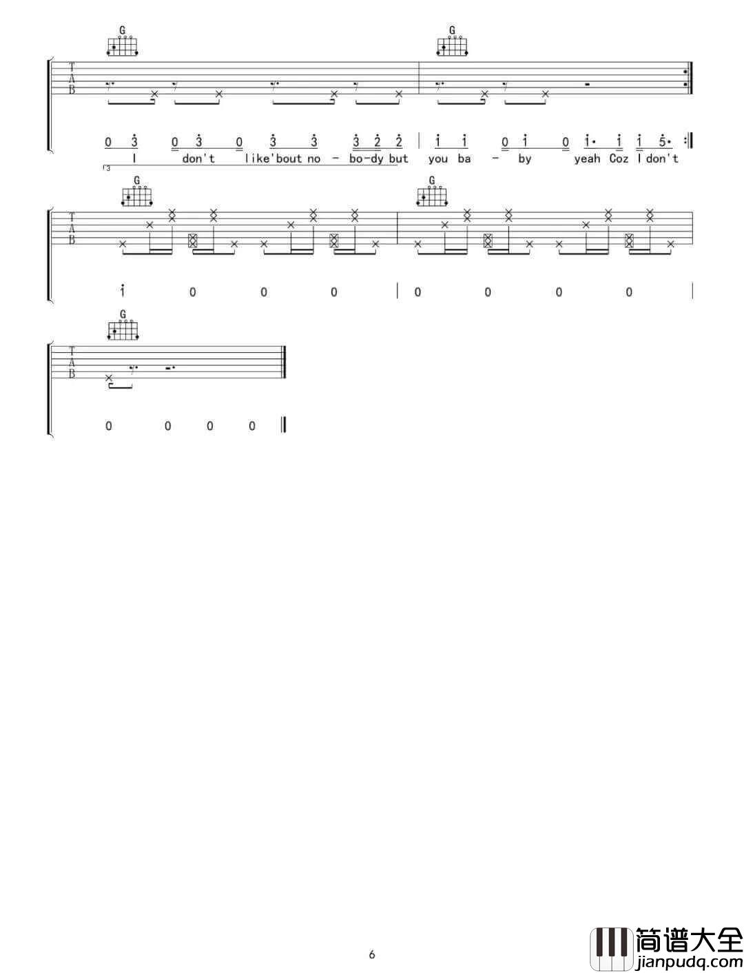 I_Don't_Care吉他谱_G调_比伯