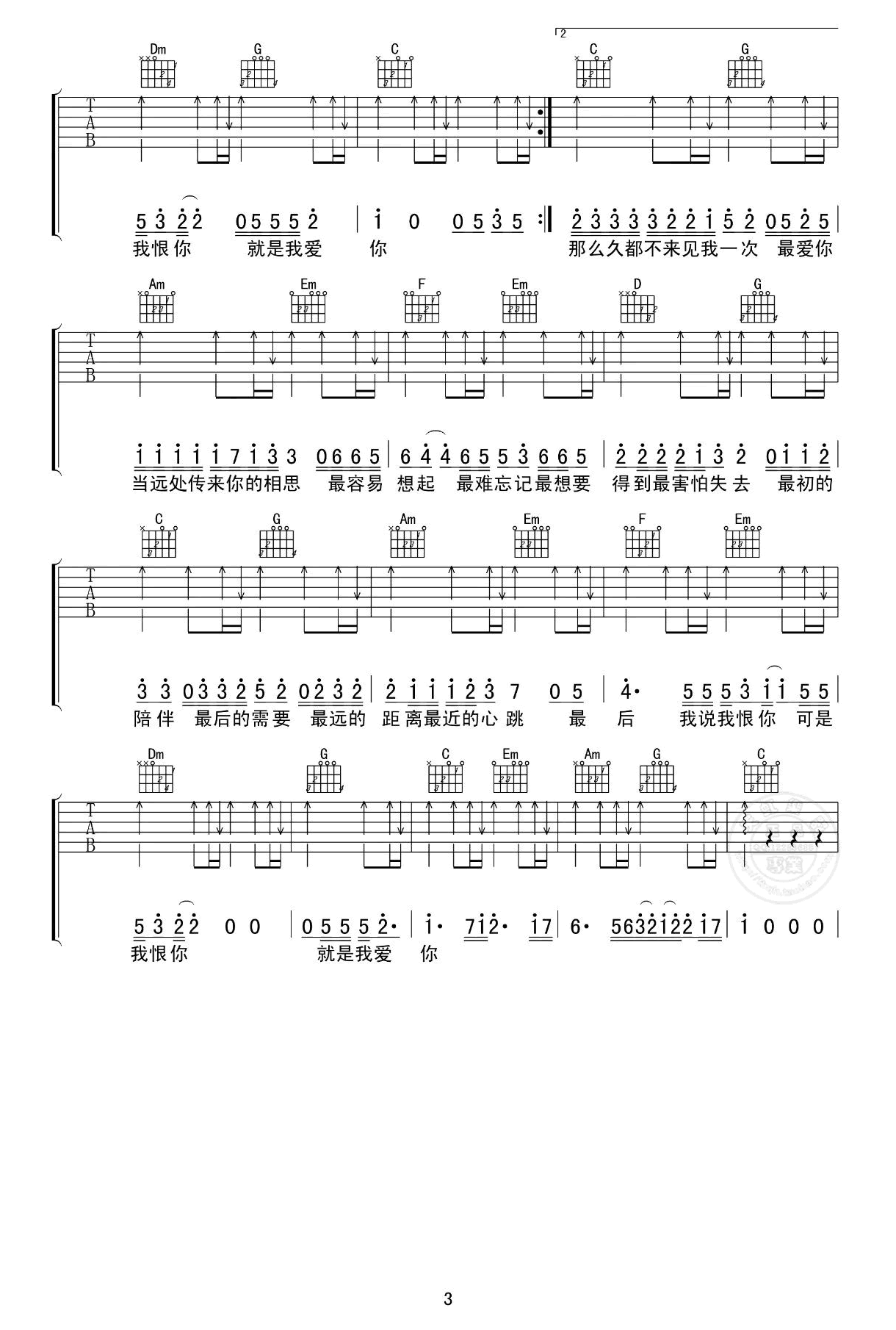 最天使吉他谱_曾轶可_C调_抖音热门歌曲