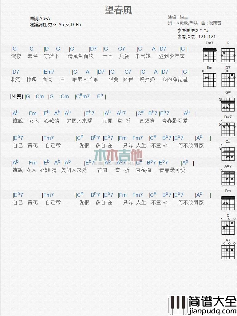 望春风_吉他谱_陶喆