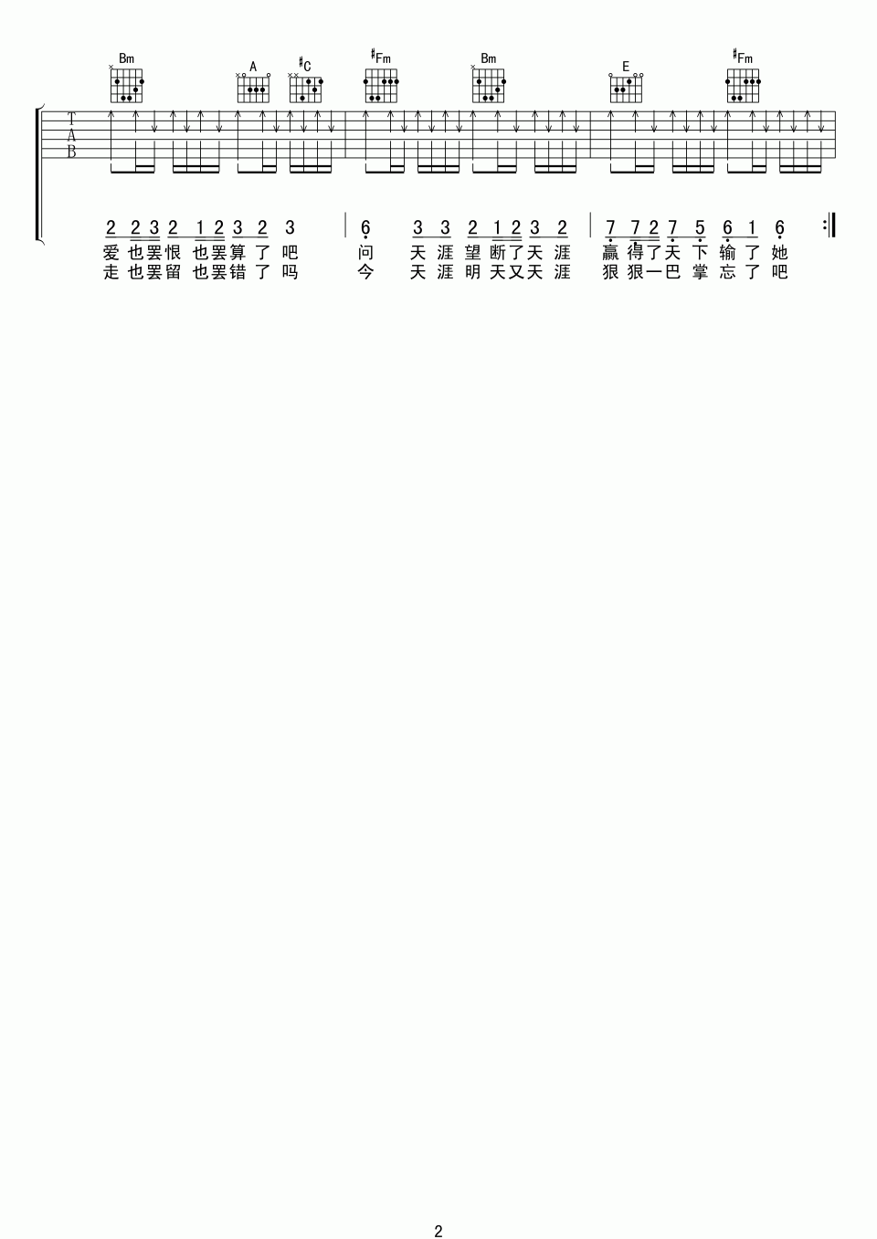 天涯吉他谱__任贤齐