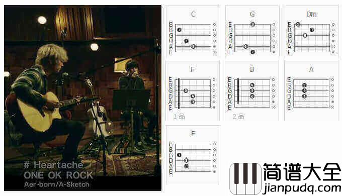 Heartache吉他谱_one_ok_rock_吉他和弦谱