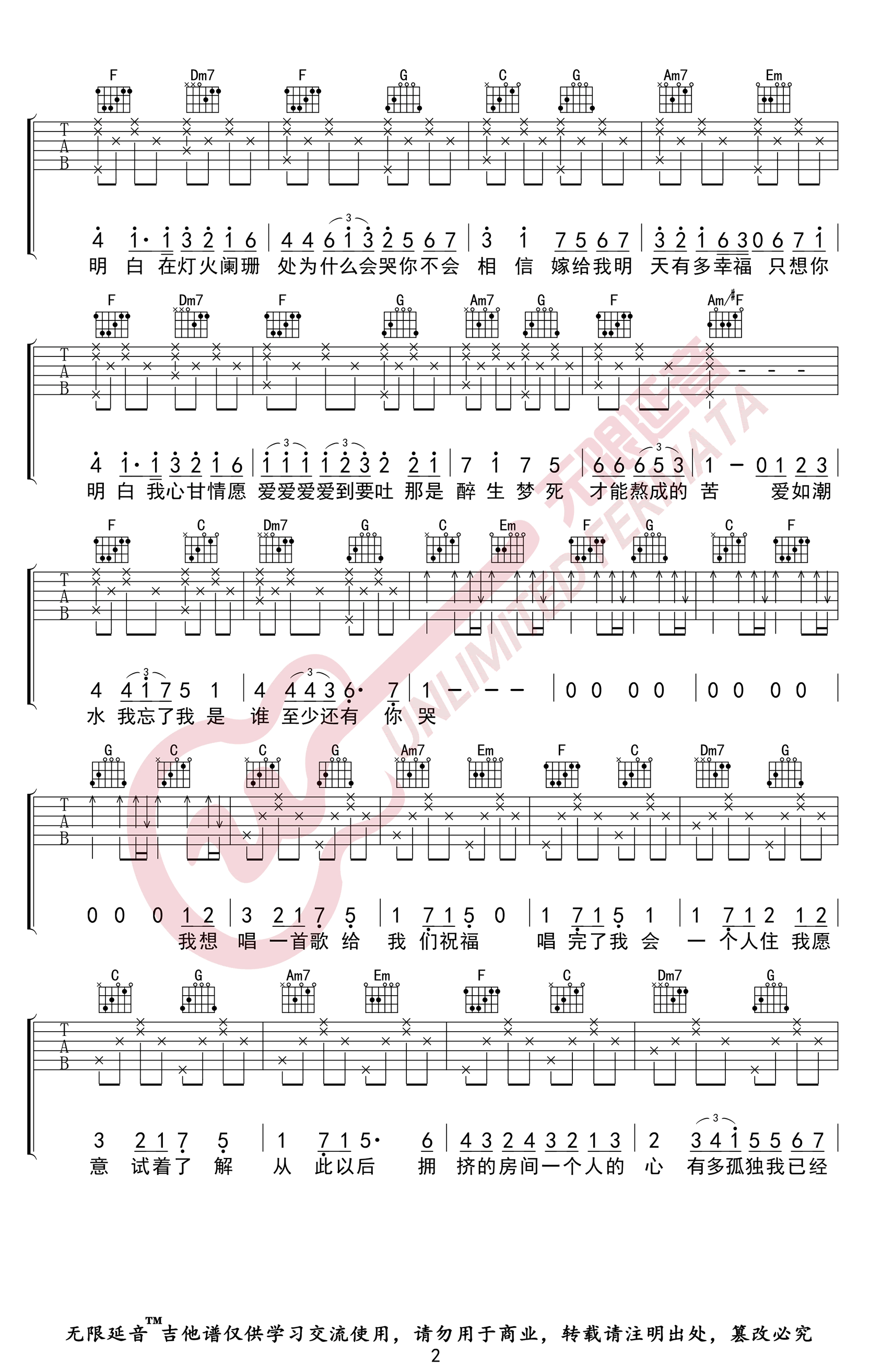K歌之王吉他谱_陈奕迅_C调指法_弹唱六线谱