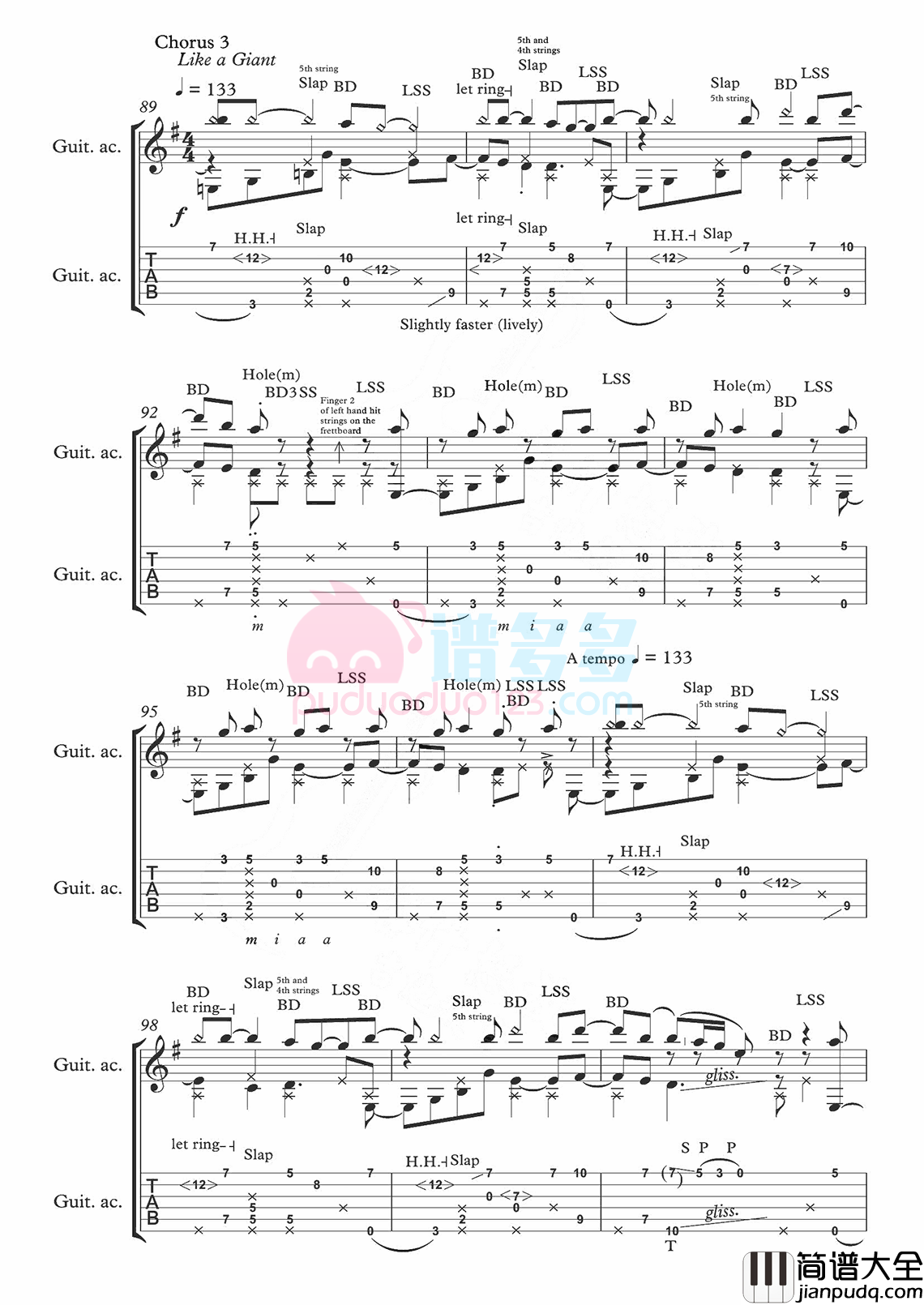 迈克尔·杰克逊_Beat_It_吉他指弹谱