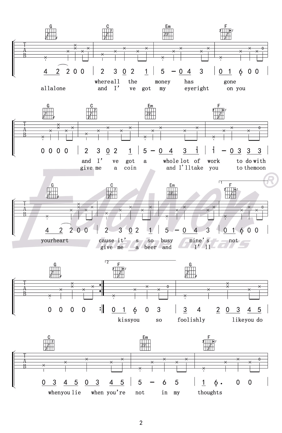 loving_strangers吉他谱_C调_Tiger谭秋娟_吉他教学视频